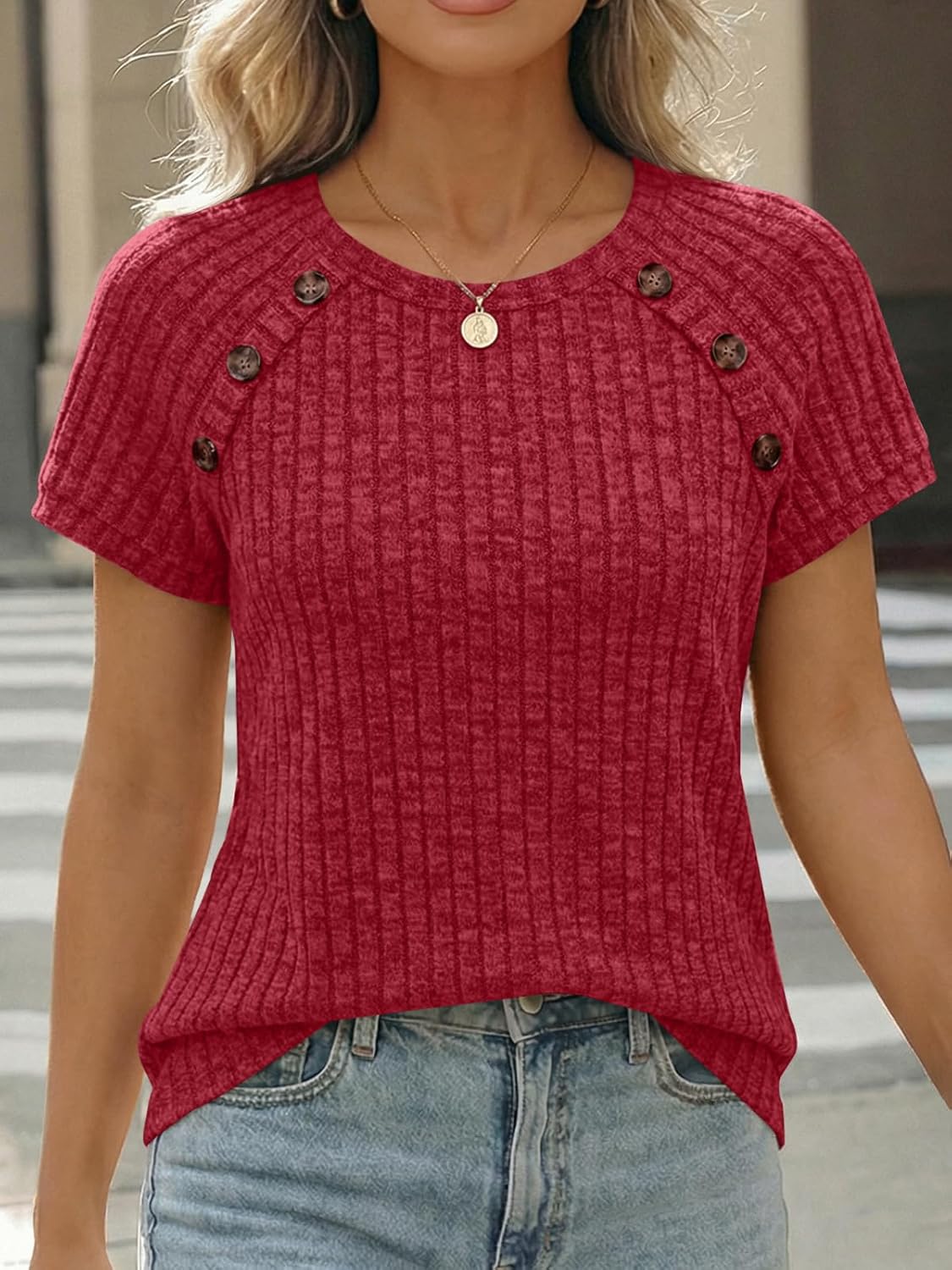 AUTOMET Women's Short Sleeve Shirts Business Casual Blouses Dressy Work Tunic Tops 2026 Spring Sweaters Fashion Clothes - Image 3