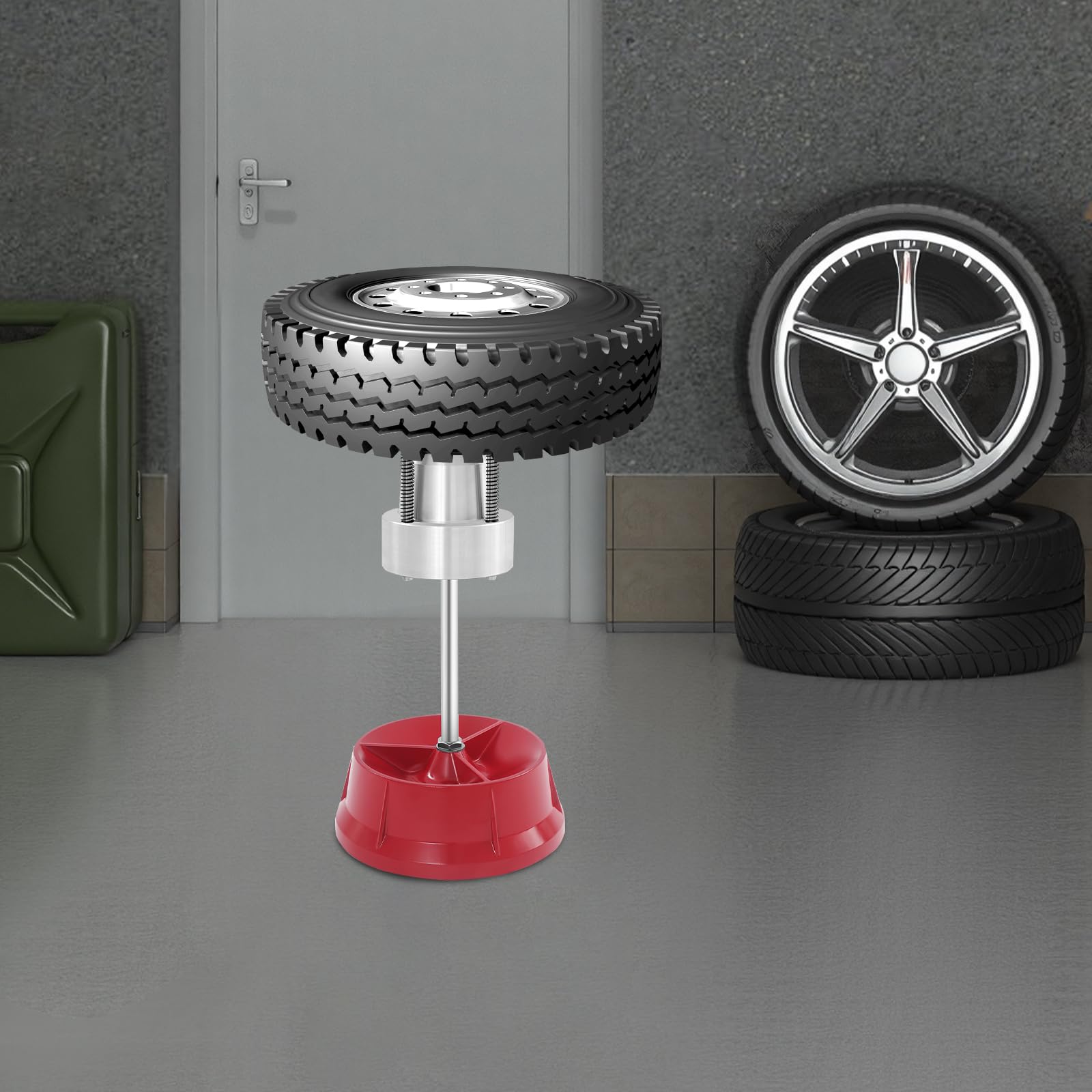 Equilibrio de aleación de aluminio 60 x 29 cm para taller | Equilibrador de neumáticos con base redonda lacada y 3 tornillos de ajuste de 29 cm de diámetro base