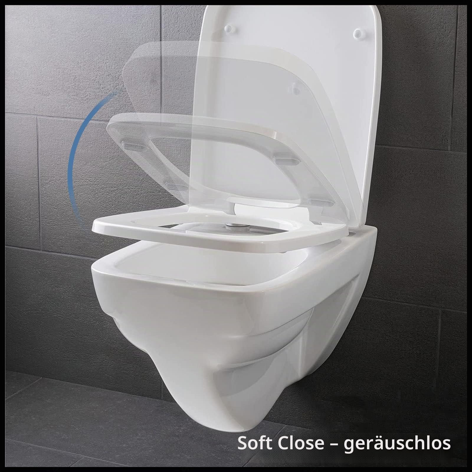 Klodeckel mit Absenkautomatik Softclose Wc Sitz Eckig Eckig Toilettensitz Absenkautomatik Quick Release klobrille Duroplast für Jede Toilette Geeignet ,white-34*45cm