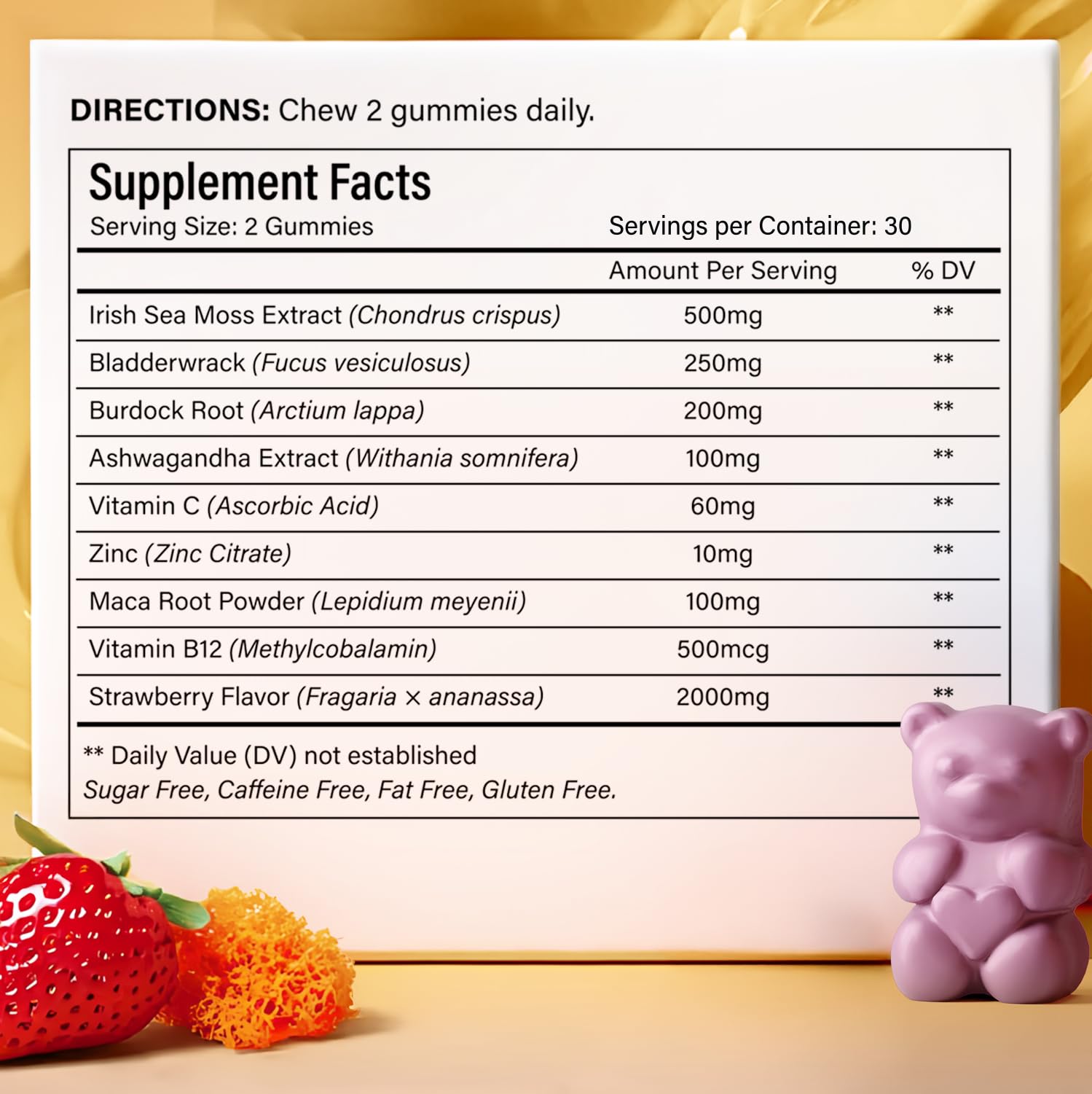 60 Sea Moss Gummies. 9-in-1 Formula. With Ashwagandha, Burdock, Elderberry. — Amazon image 2
