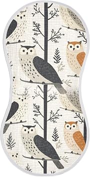 Muslin Burp Cloth for Baby 1PC Cute Barn Owls Super Absorbent Burping Cloths, Bibs for Newborn Boys Girls