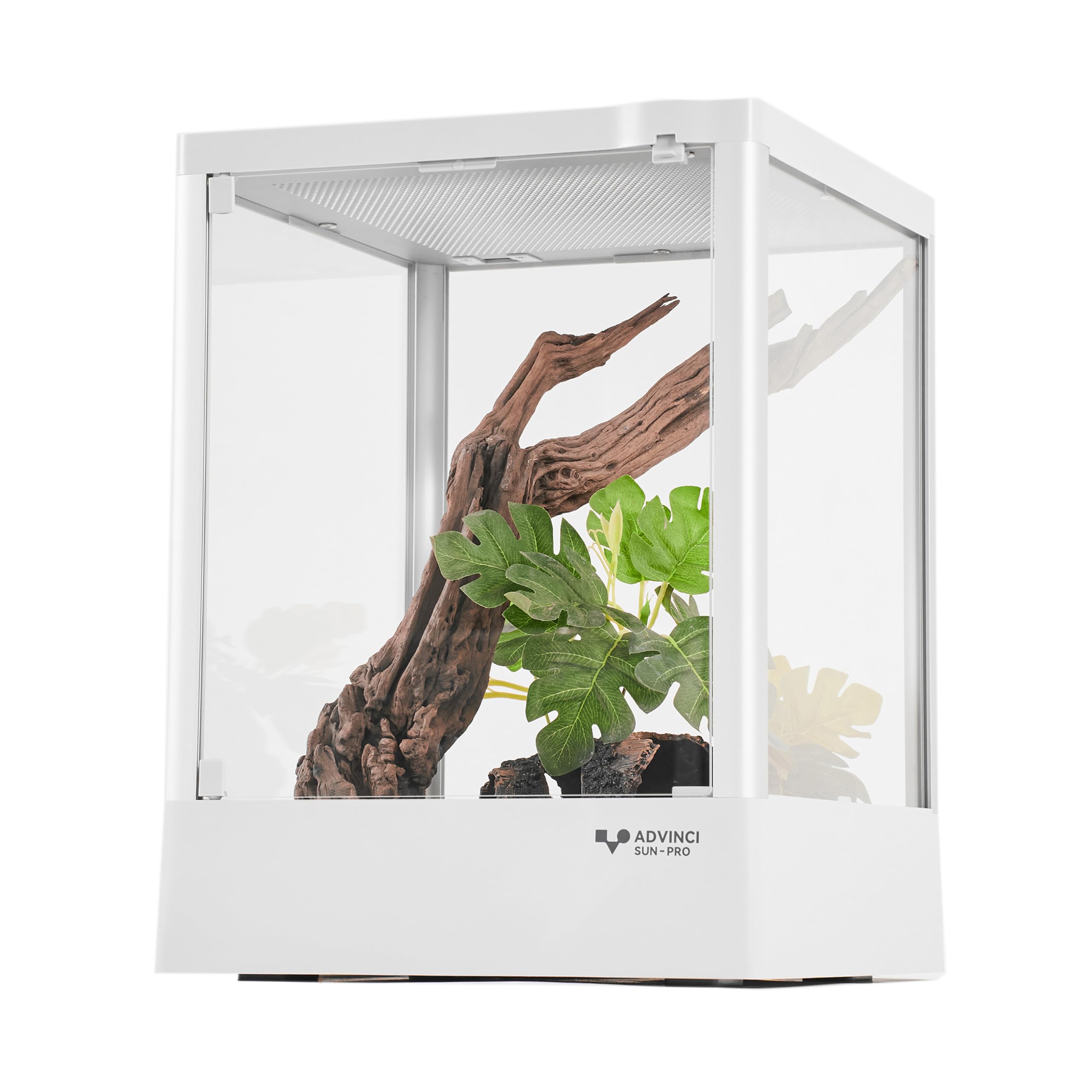 Terrario de vidrio para reptiles de 12 x 12 x 16 pulgadas, 9.5 galones, ventilación de malla de seguridad de doble bloqueo, marco de aluminio duradero, apilable, fácil de montar, paneles