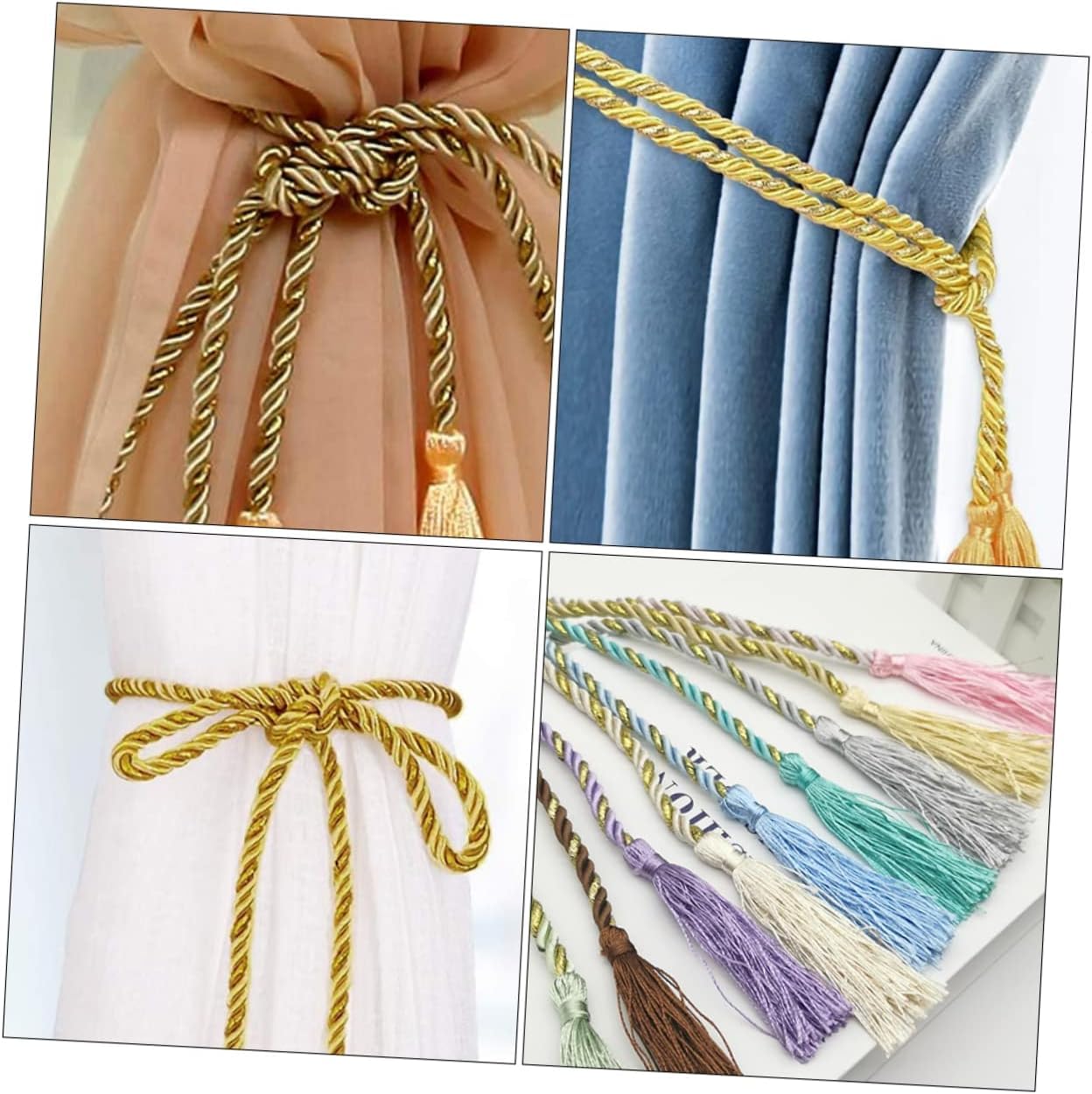 Les rideaux. Embrasses de Rideaux,Support de Rideau,2 pièces Corde à Attache de Rideau Cadeaux de pendaison de crémaillère Cadeaux for pendaison de crémaillère Embrasses de Rideau en Corde à Pompon Ri