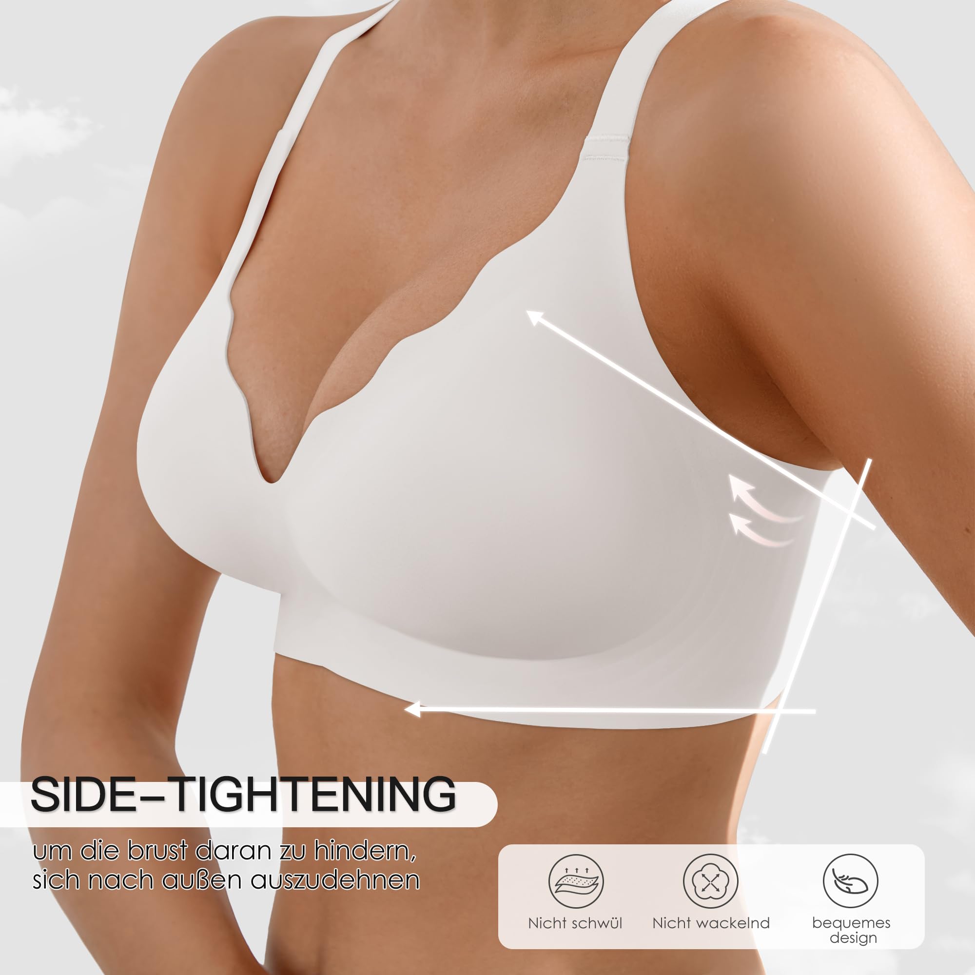 DEANGELMON BH Damen ohne Bügel Starker Halt Seamless Bügelloser BHS Bequem Komfort Push up Jelly BH Nahtloser Tshirt Bra