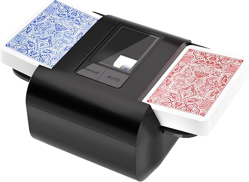 INNCNN Rechargeable Automatic Card Shuffler for 1-2 Decks - USB-C Fast Charging with Auto Shuffle & Manual Control, 65dB Quiet Fits Standard Poker Cards - Black