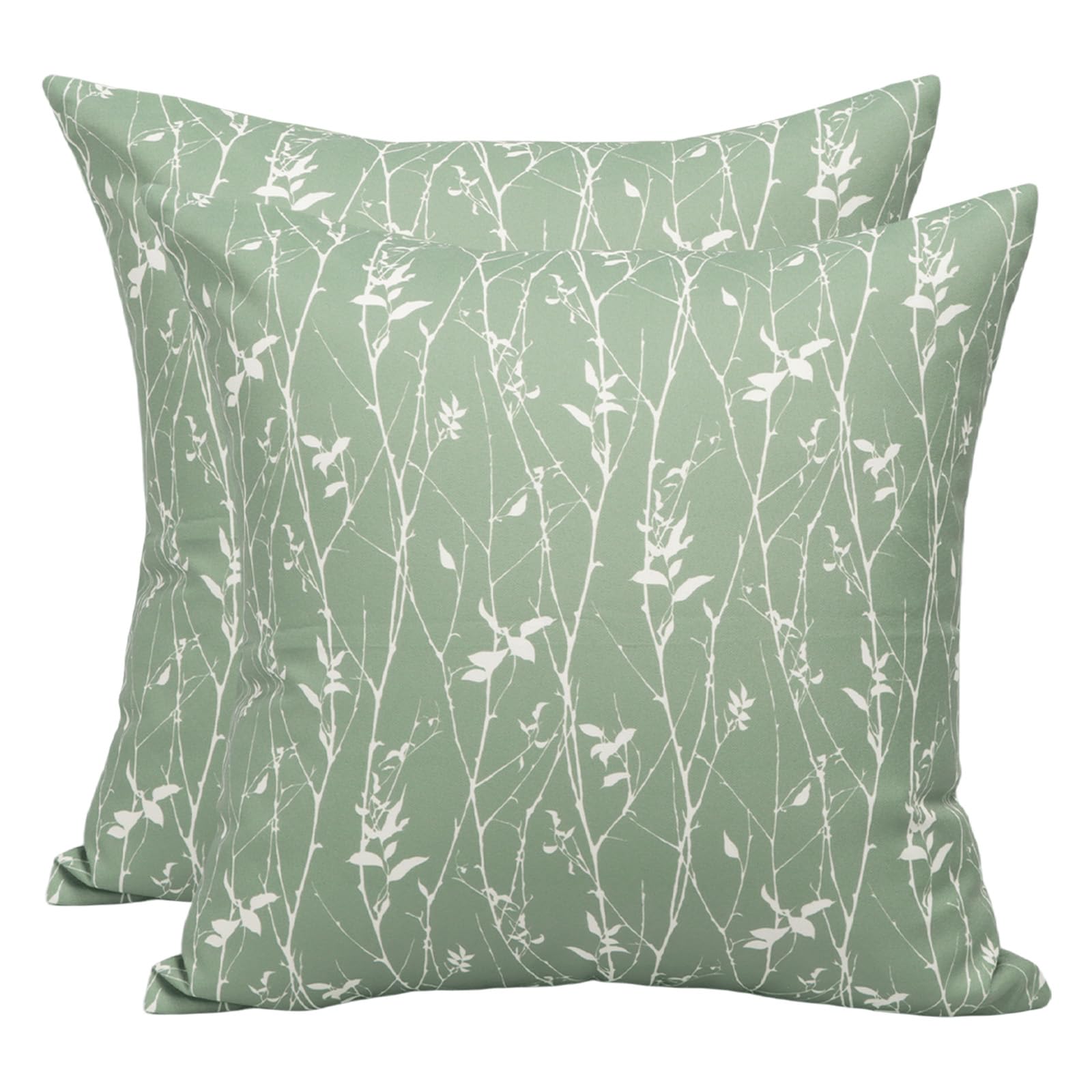 Betadistor Cushion Covers 45 x 45 set of 2 Light Green Square Throw Pillow Case cushion covers 18" x 18" for Patio Garden Blench Living Room Sofa Farmhouse Decor, Light Green, 521-0455