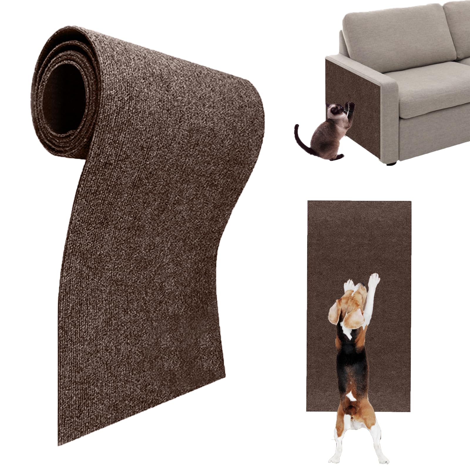Kratzmatte für Katzen, Selbstklebend Kratzmatte Katze, DIY Trimmbarer Teppich Matte Pad Katzenkratzbretter, Kratzschutz Katzenkratzmatte für Schützt Teppiche Sofa Möbelschutz(braun,M)