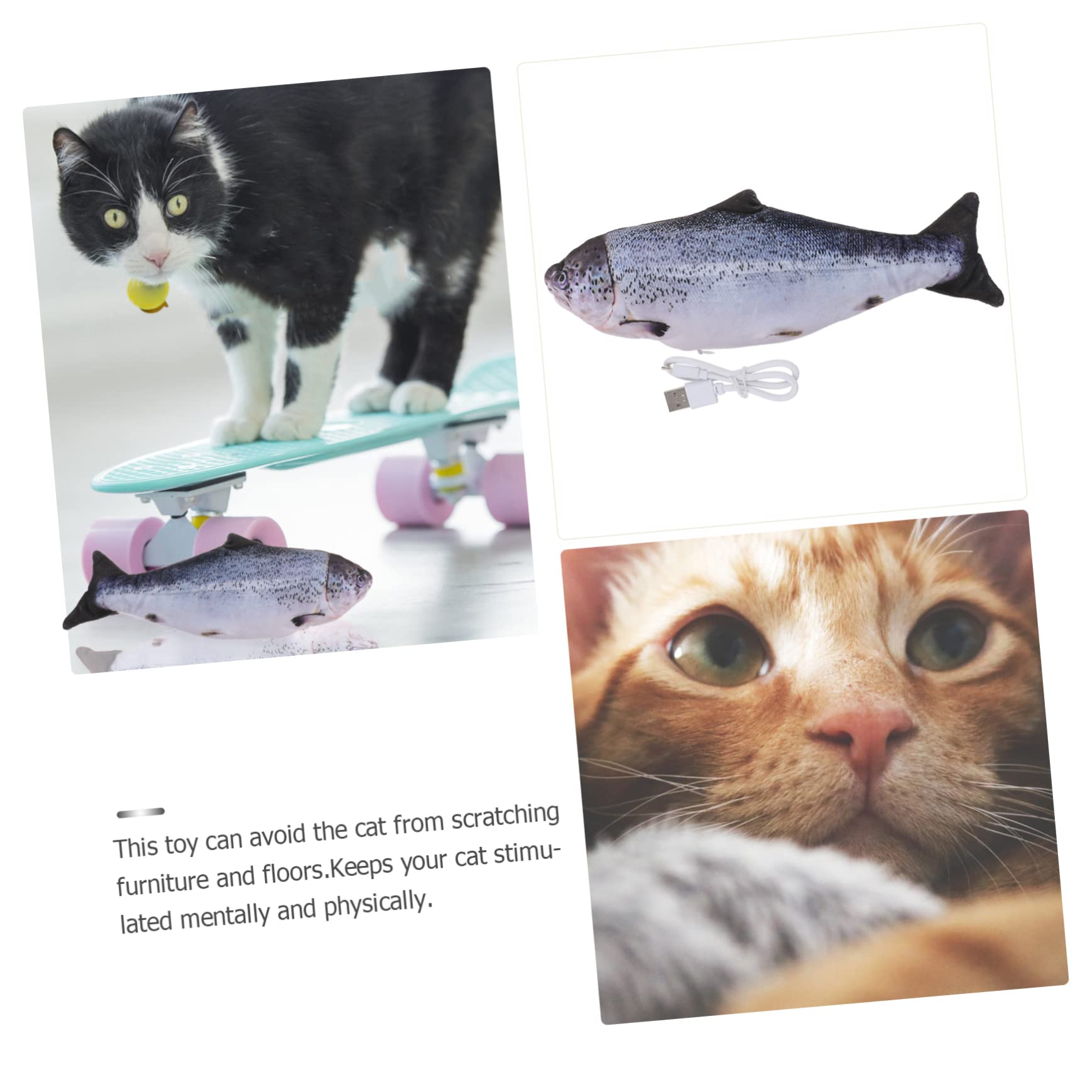 Sosoport 3stücke USB Wiederaufladbares Elektrisches Katzenspielzeug Springende Fischsimulation Für Katzen Interaktives Spielzeug Spieltrieb Und Aktivität Für Wohnungskatzen