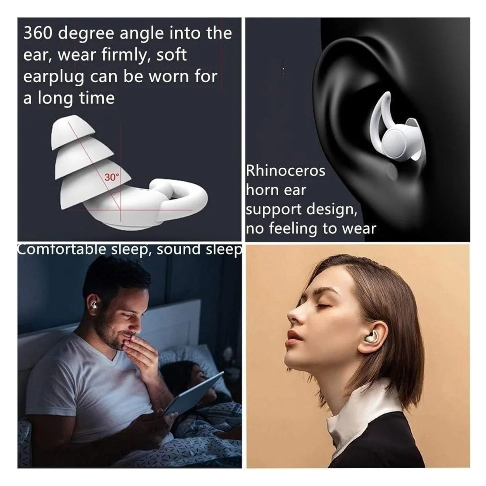 Bouchons d'oreilles réutilisables en silicone de qualité supérieure avec réduction du bruit (Gris, 1 paire)