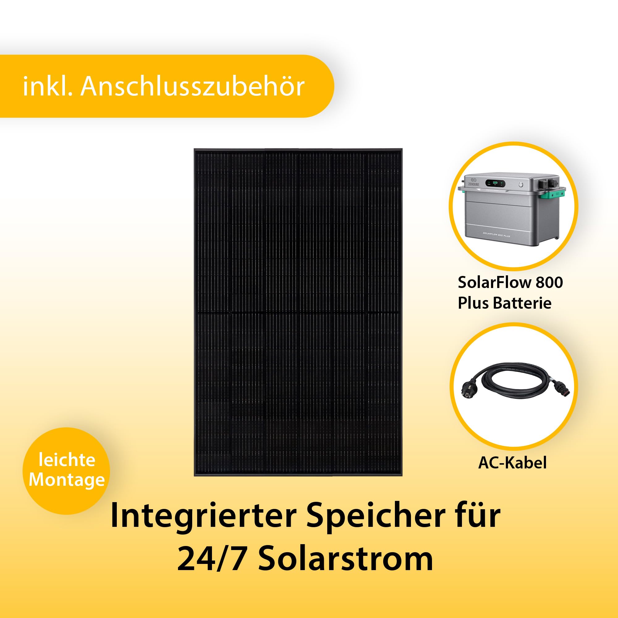 Zendure SolarFlow 800 Plus Balkonkraftwerk - 1920 Wh, 2x 450 Wp bifazial