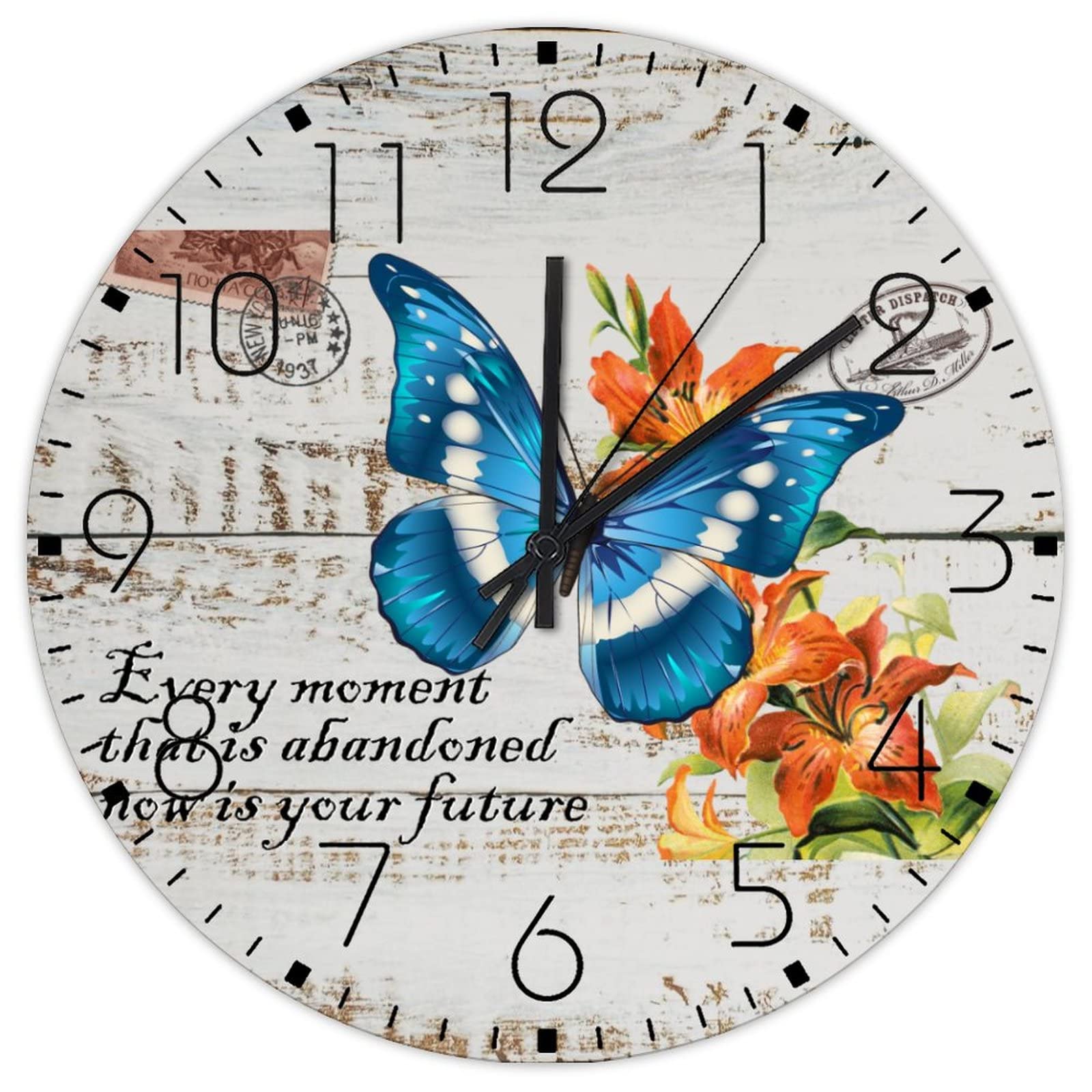 Horloge murale silencieuse à piles grand format de décoration en bois