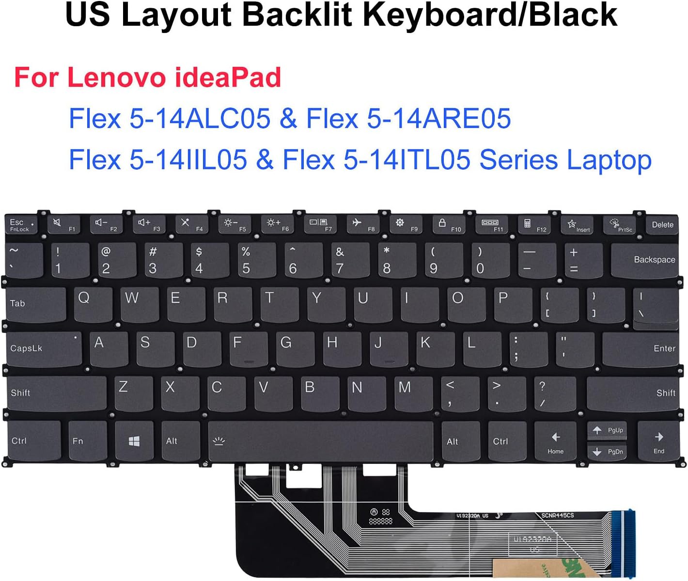 Replacement Backlit Keyboard for Lenovo ideaPad Flex 5-14ARE05 5-14IIL05 5-14ITL05 5-14ALC05, Yoga 7-14ITL5 7-14ARE05 7-14IIL05 Series Laptop US Layout - Image 2
