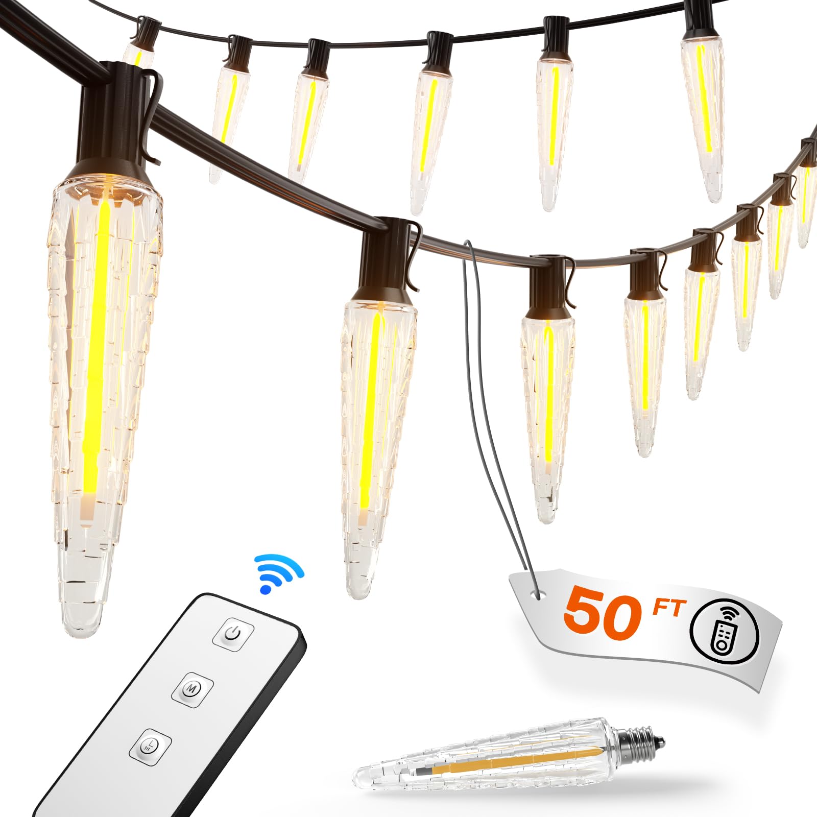 addlon 50FT Christmas Lights Outdoor with Remote, Meteor Shower Lights ...