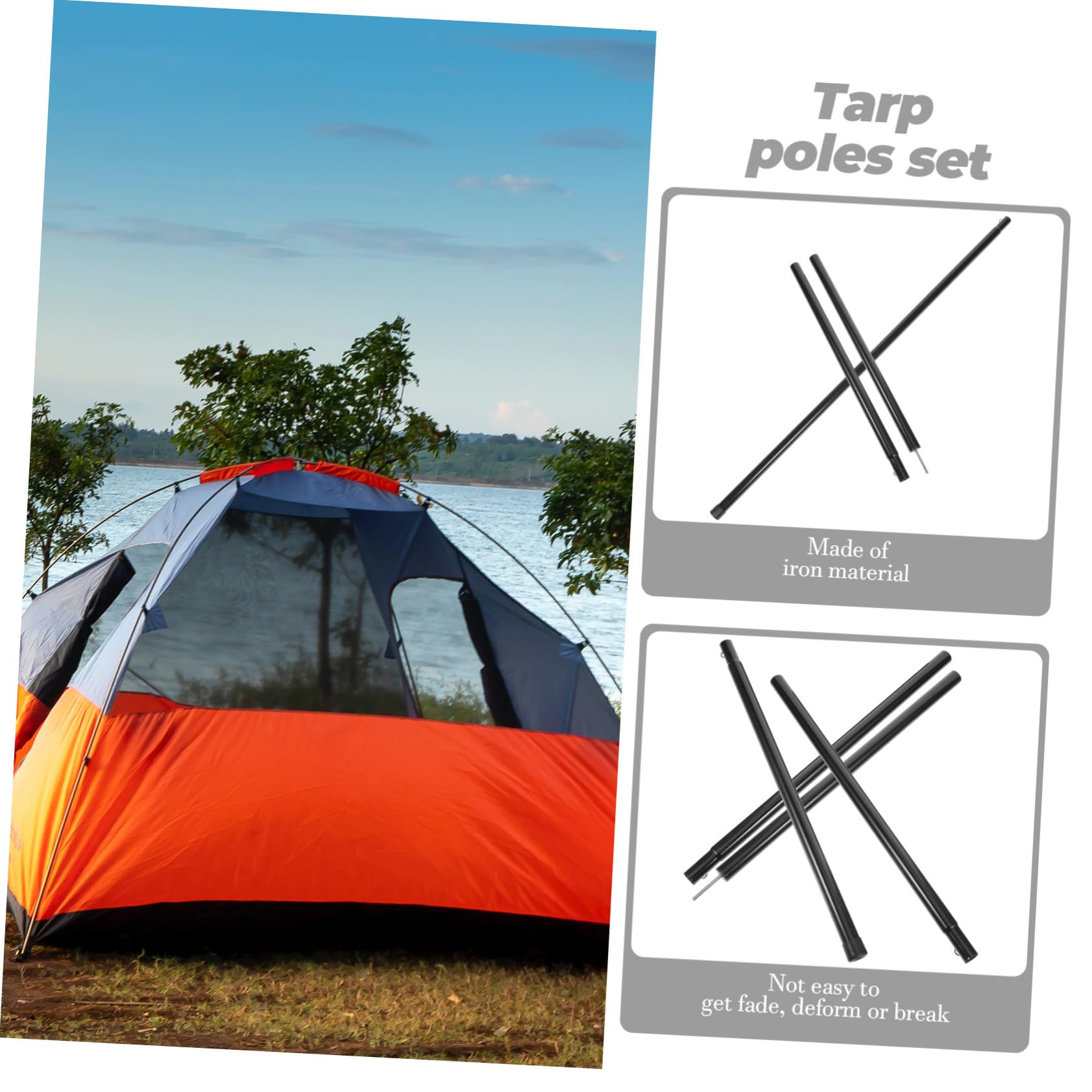 Gatuida Camping Zeltstangen 2, 1m 25mm Eisen Schwarz Herbst Geschenkideen | Ersatzstangen für Plane und Zelt, Outdoor Einsatz, Robustes, 4 Stück, Kompakt Transportierbar