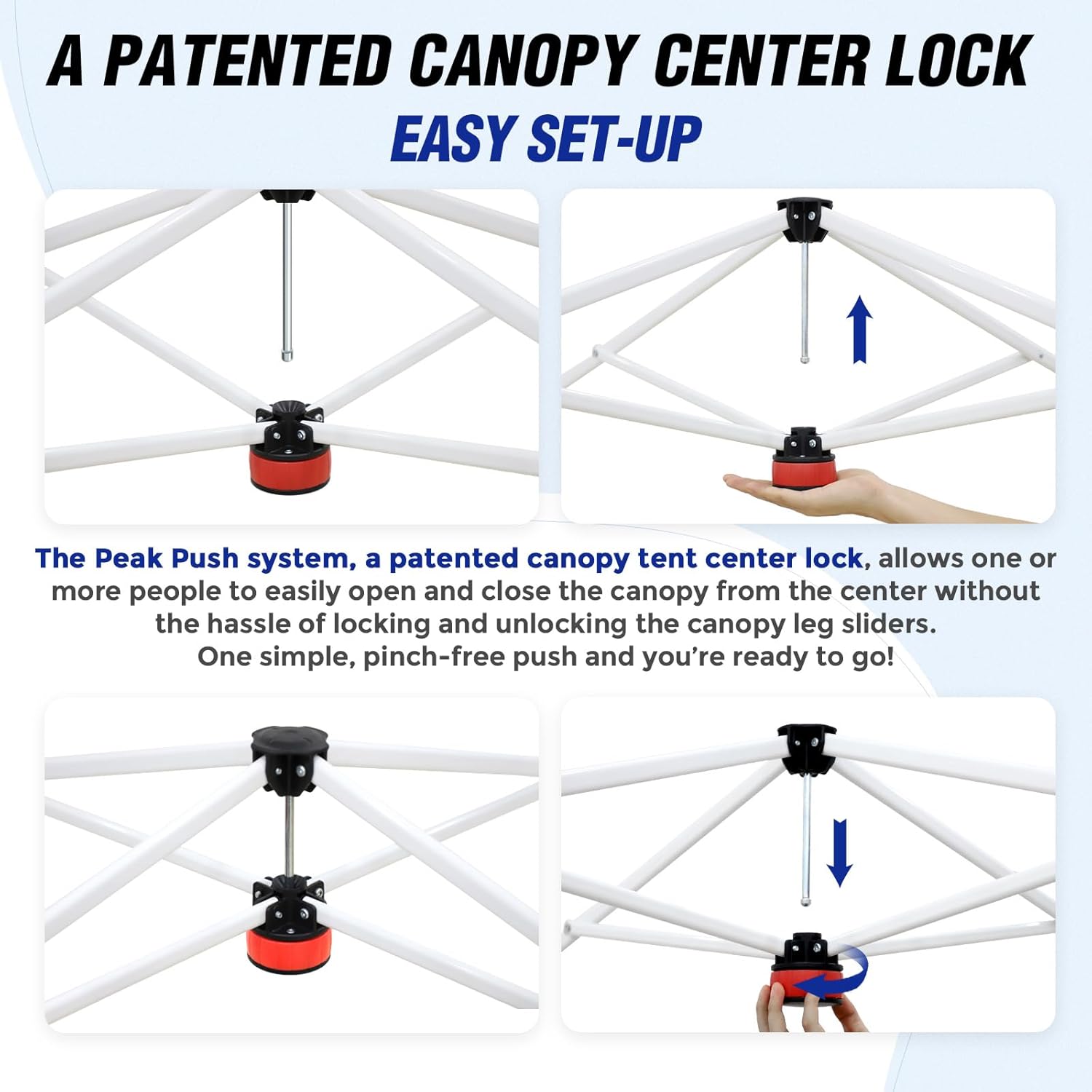 EAGLE PEAK Commercial Canopy 10x10 with Sidewall Storage, Easy OnePerson Setup Pop Up Canopy Tent with Roller Bag, Stakes, Ropes, and Weight Bags, White