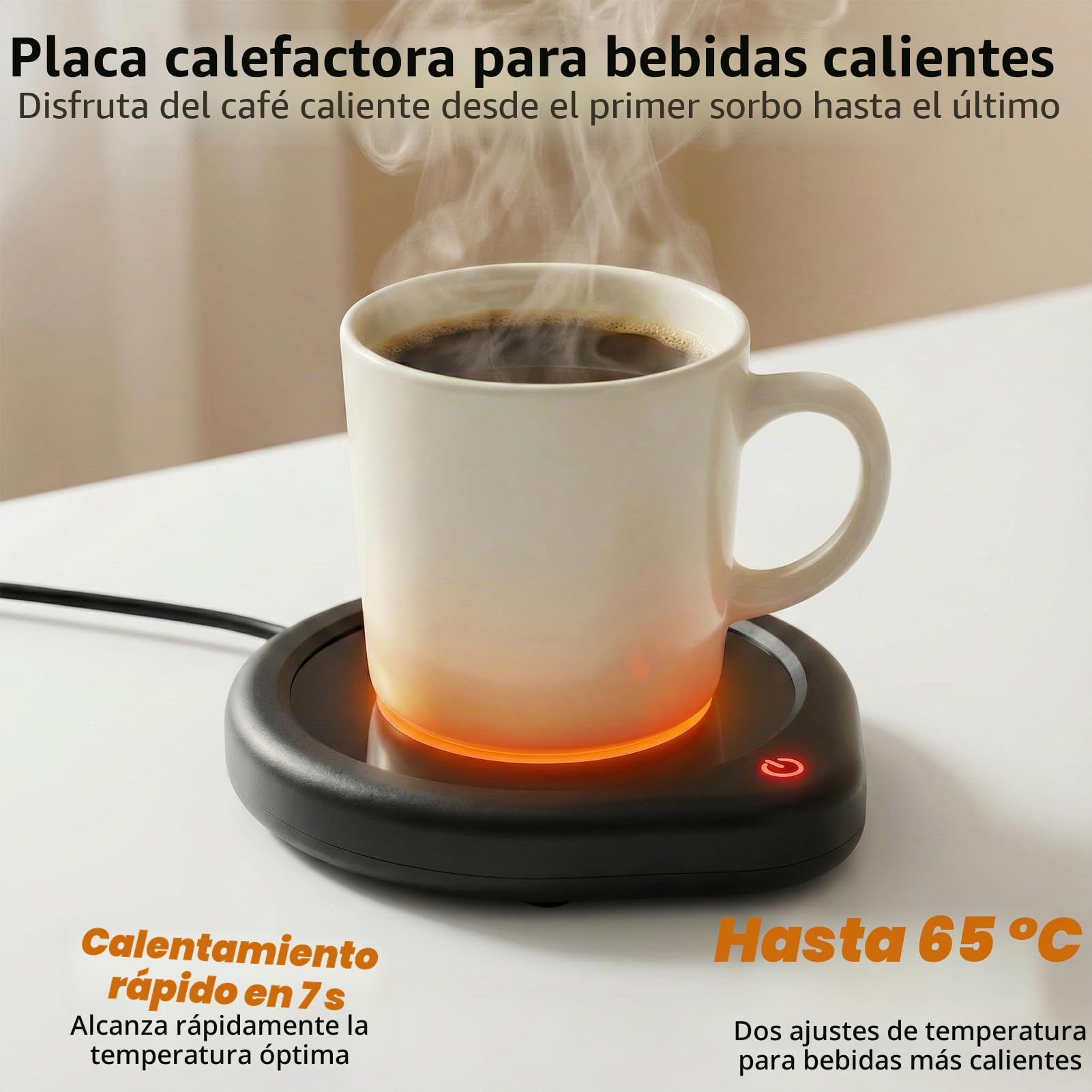 Oracer Calentador de tazas de café, calentador de tazas para escritorio con ajuste de temperatura inteligente de apagado automático, calentador eléctrico de bebidas, té, agua, leche para todas las