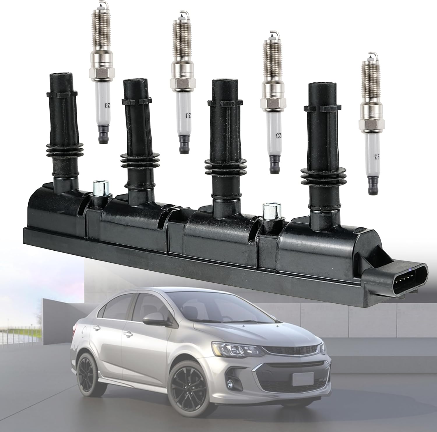 UF669 Ignition Coil & 1675 Double Iridium Spark Plug Compatible with Chevy Buick Encore Cruze Sonic Trax Volt Cruze Cadillac ELR Replaces# D521C 55577898 55579072 25198623