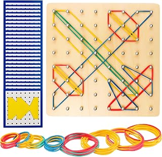 Kreatives Montessori Holz Geoboard Für Unzählige Spannende Figuren | Lernspielzeug das Räumliches Denken Fördert | Motorikspielzeug, Geschenkidee Für Junge Und Mädchen Ab 3 4 5 6 Jahren