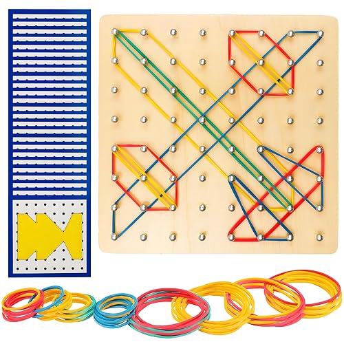 Juego de Geoboard de Madera, Tablero de geometría, Juguetes de Madera Montessori para niños