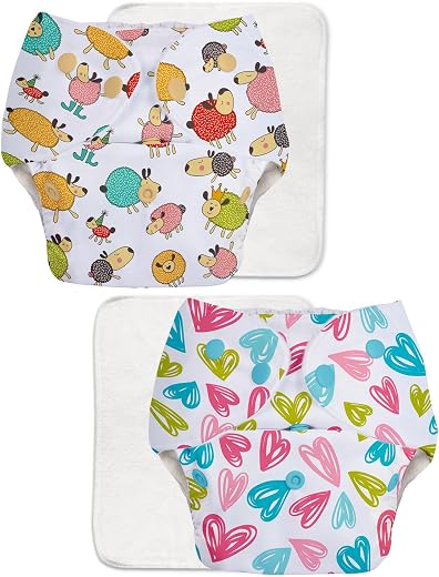 Superbottoms Basic Leakage-proof advanced cloth diapers for babies, High Absorbent 2 reusable diaper and 2 insert pad Combo Pack washable cloth diaper 3M -3Years Adjustable