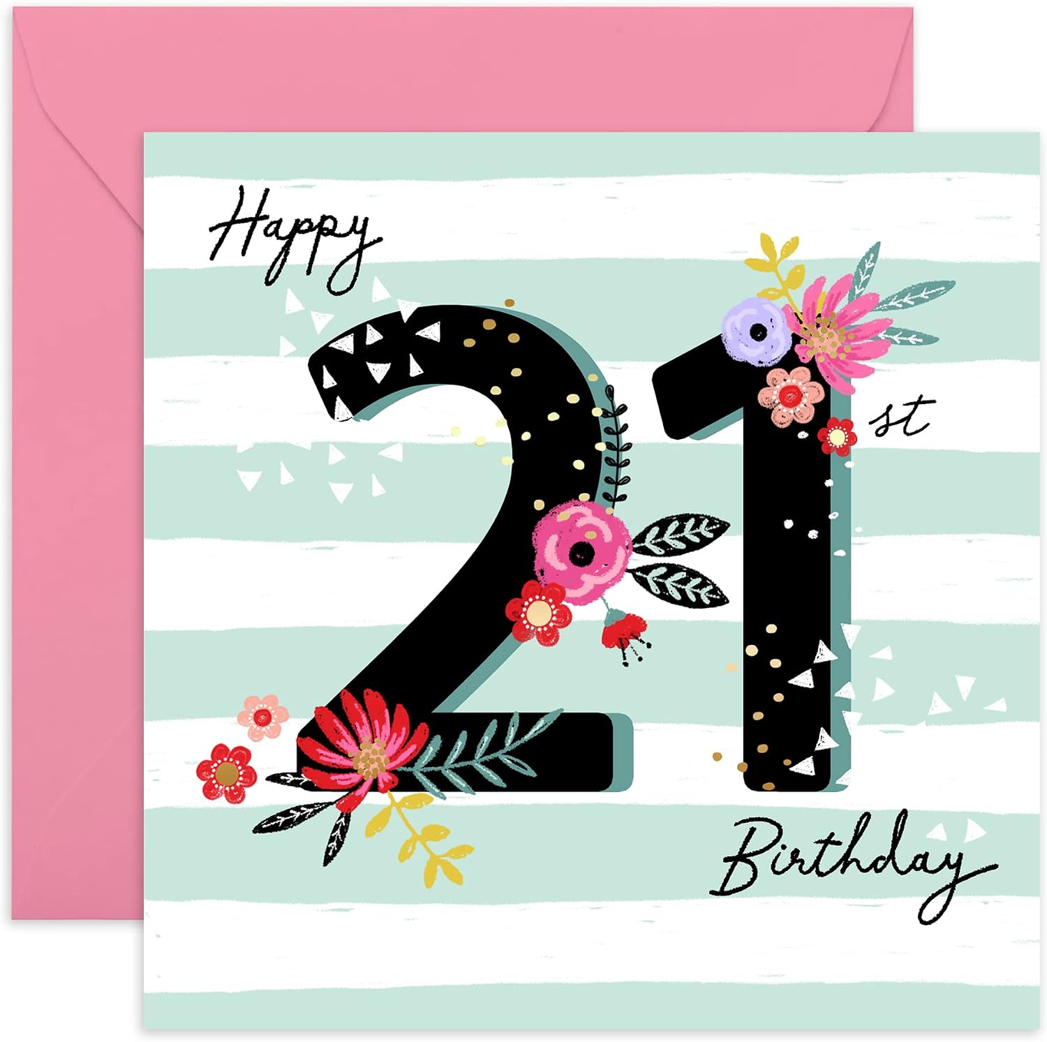 CENTRAL 23 18th Birthday Card For Girls - 'Happy 18th Birthday' - Happy Birthday Card For Her Age Eighteen - Gifts For Women Daughter Teenager - Comes With Stickers