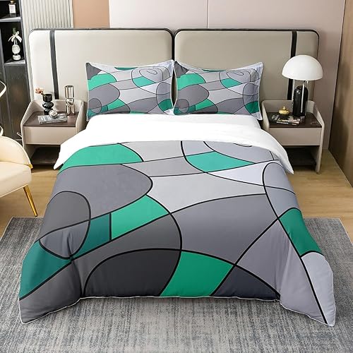 Miniatura 1 de Erosebridal Funda de edredón 100% algodón con diseño de remolinos para adolescentes, niños y adultos, funda de edredón vintage geométrica a rayas,