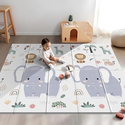 Tapete de juego extra grande de 79x71 para el suelo, tapete de espuma plegable para bebés de 0-12 meses y niños, tapete impermeable no tóxico para