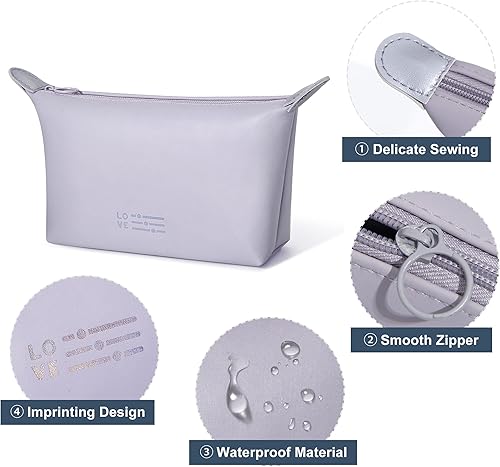 Miniatura 5 de SELLYFELLY Pequeña bolsa de maquillaje para mujer, bolsa de maquillaje impermeable con cremallera, bolsa organizadora de maquillaje portátil,