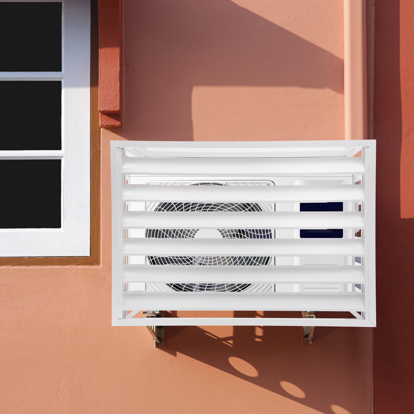 Cubierta de aleación de aluminio para aire acondicionado, montaje en pared, cubierta/revestimiento para aire acondicionado y bomba de calor, protección para dispositivo exterior grande (Blanco)