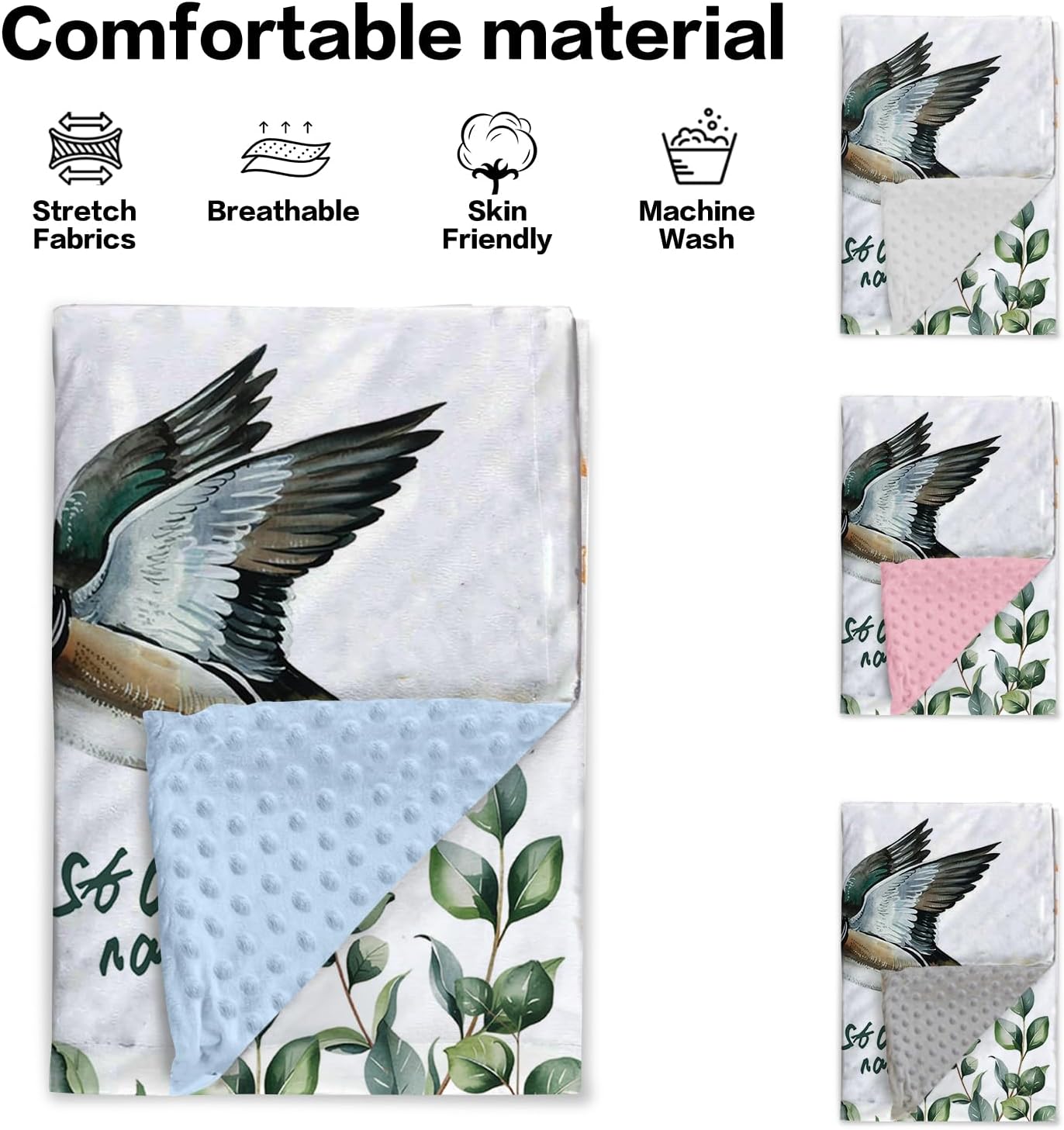 Personalized Baby Blanket with Name – Mallard Pattern Soft Receiving Blanket for Newborn Boys Girls, Custom, Hunting Theme Nursery Decor for Toddlers