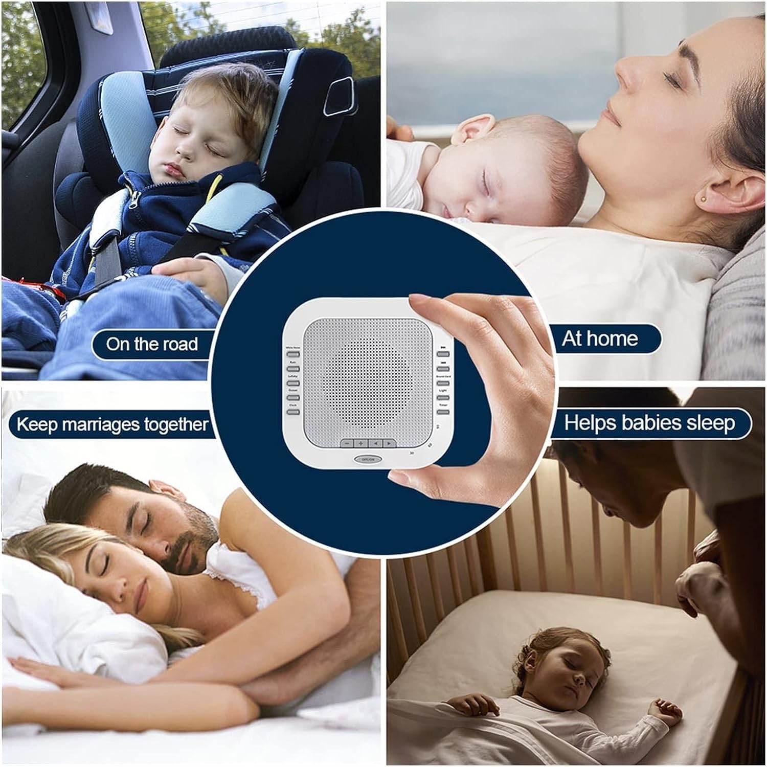Máquina de sonido con temporizador de apagado automático, máquina de sonido para dormir para niños y bebés, relajación natural, ruido blanco, lluvia, luz nocturna, canción de cuna, tono y volumen