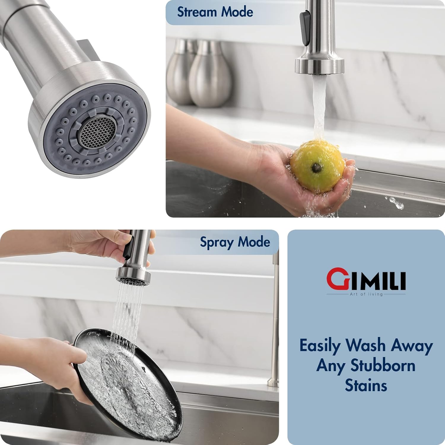 Buy GIMILI Kitchen Faucet with Pull Down Sprayer High Arc Single Handle Spring Kitchen Sink