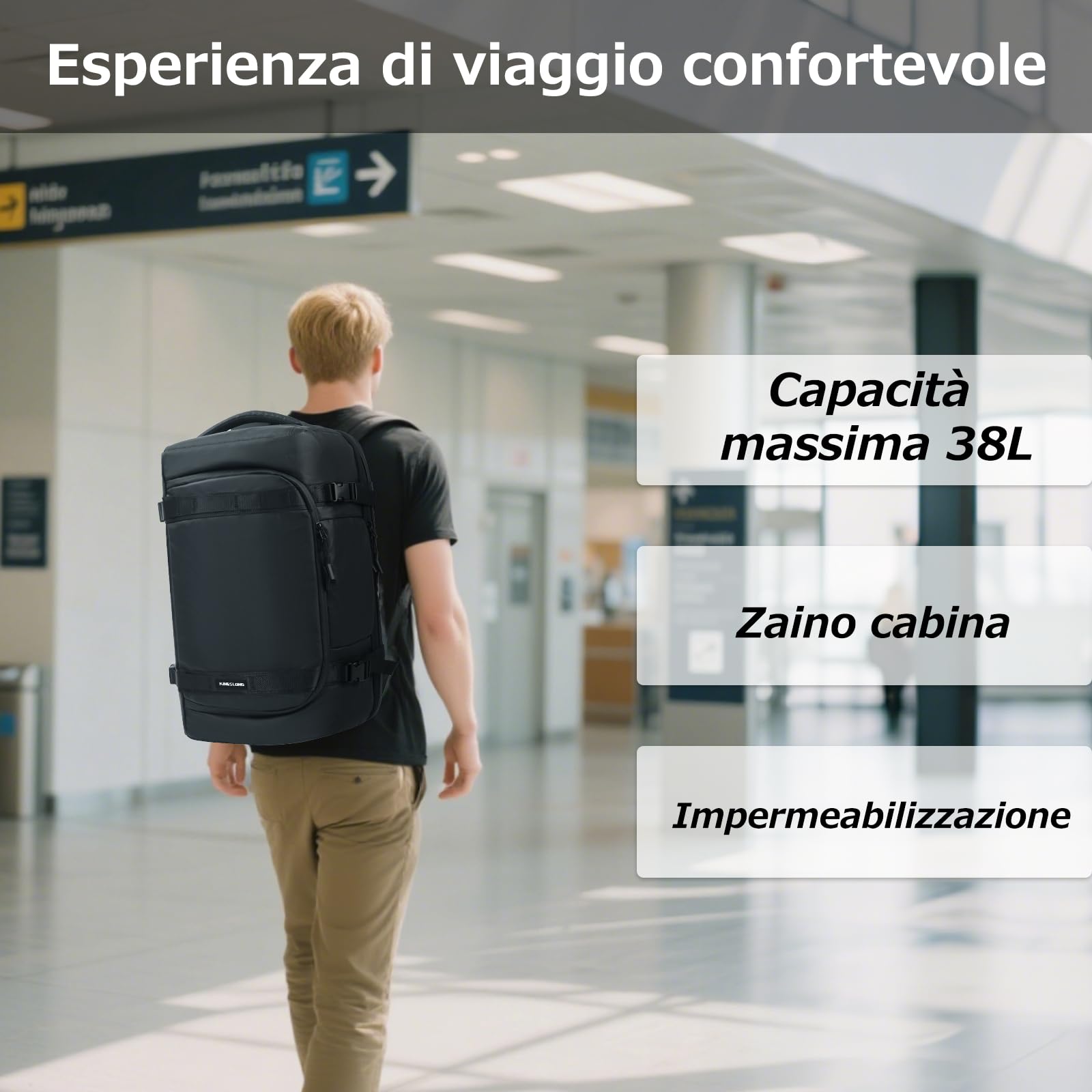 Zaino da viaggio sottovuoto per computer portatile: da uomo grande zaino da viaggio aeroplano cabin 17,3 pollici PC impermeabile zaino zaino zaino 57L borsa con pompa per viaggio, business outdoor