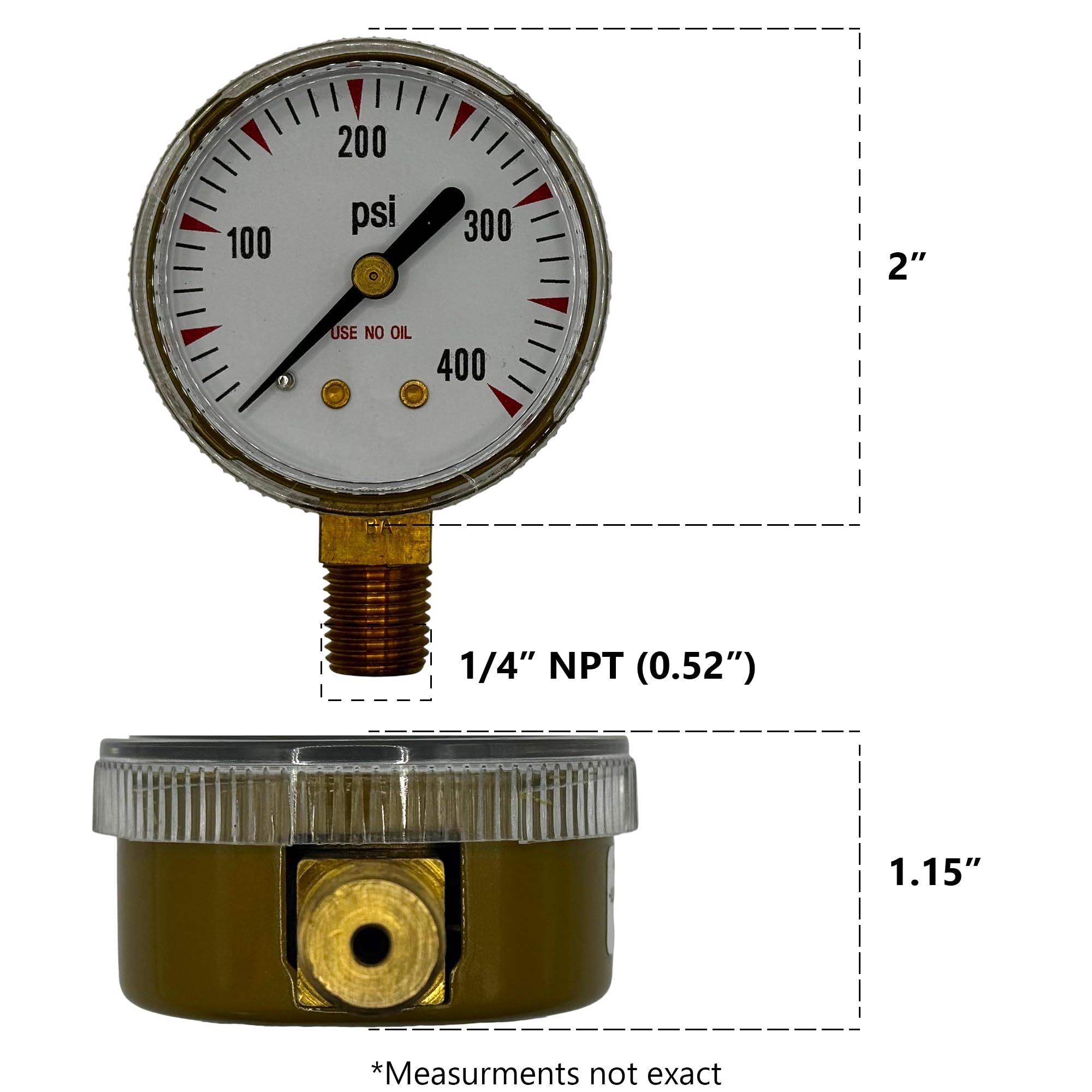Acetylene Regulator Gauges - 30 & 400 PSI -4