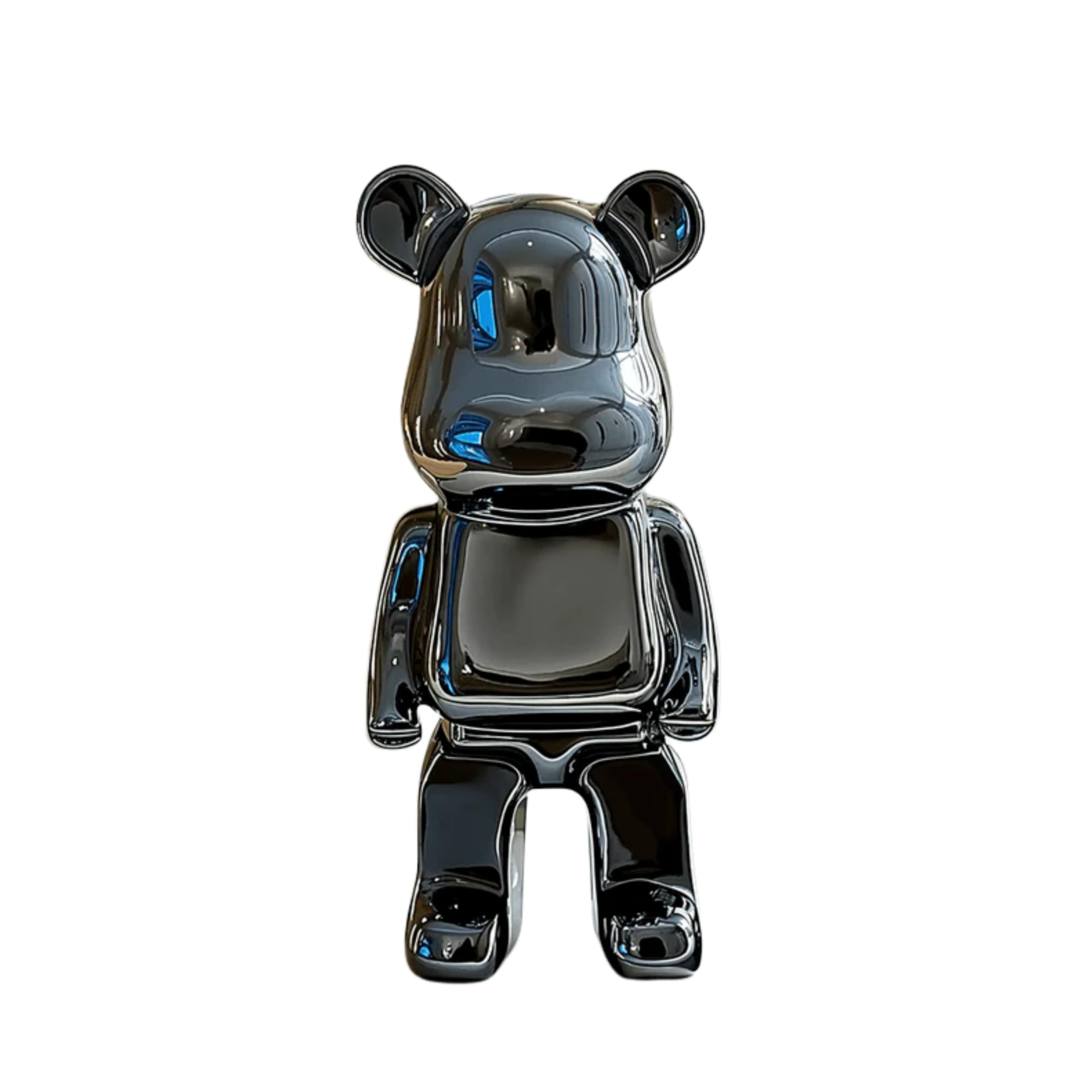 Rowen Homes Black Pearlescent Mini Standing Bear Sculpture - 18Cm Decorative Money Box Ornament, Glossy Modern Art Figurine For Home Decor - Luxury Interiors (Black)