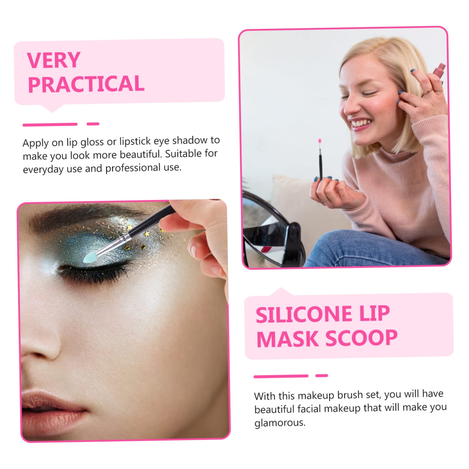 FOMIYES Set Di 5 Pennelli Per Il Trucco in Silicone Applicatore Per Rossetto E Ombretto Per Donna Facili Da Pulire Portatili Per Uso Domestico E in Salone 5 Pezzi*5