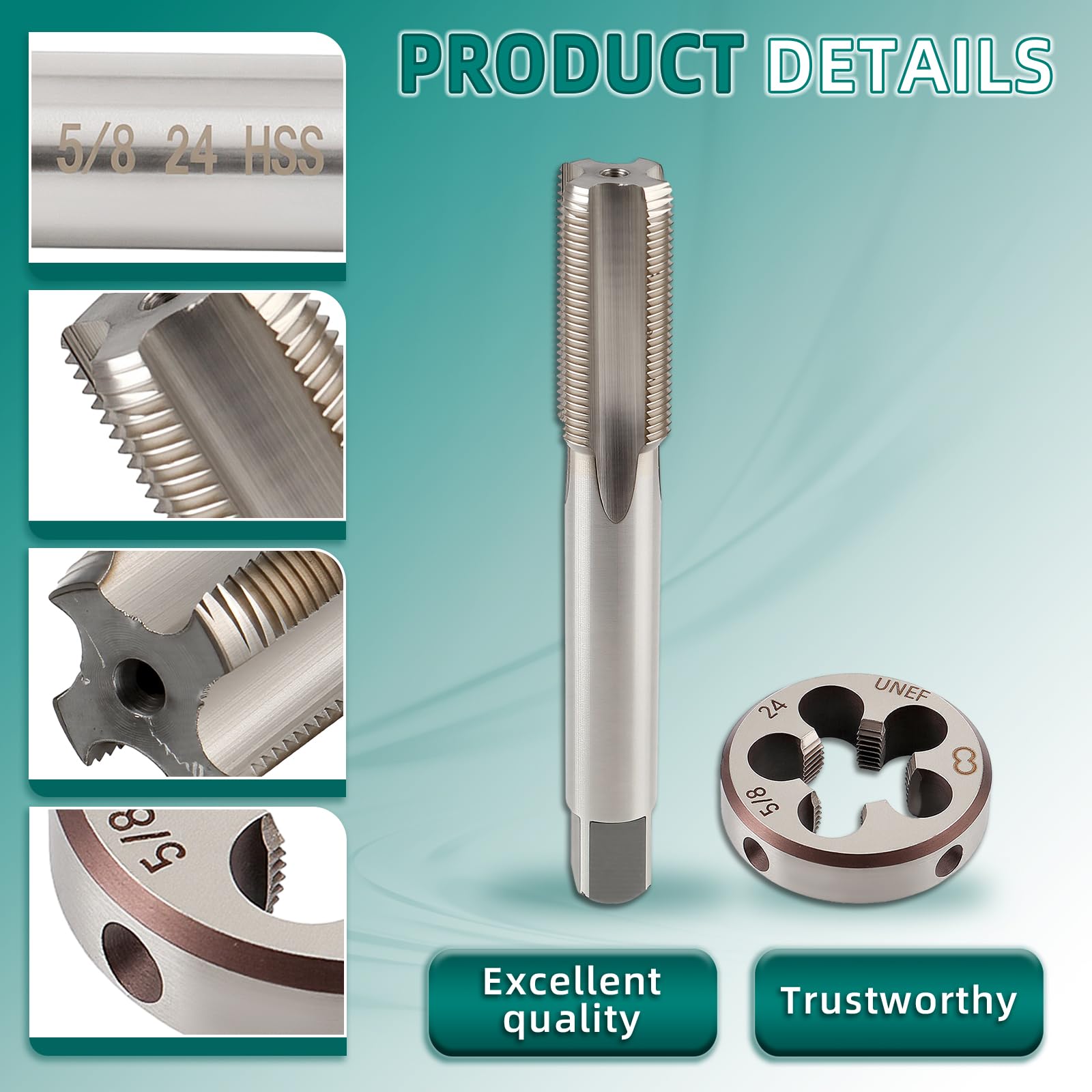 AUTOKAY Nuovo HSS 5/8"-24 UNEF filettatura destra Tap e Die Set (5/8x24) RH