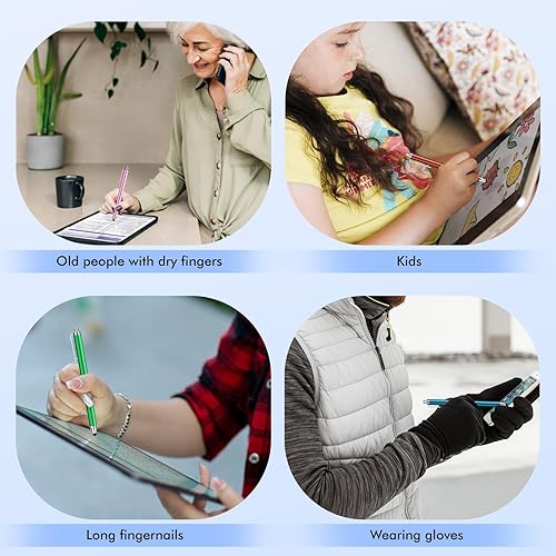 Miniatura 16 de MEKO - Bolígrafos para pantallas táctiles, paquete de 10 lápices capacitivos de punta de goma fina reemplazables con 20 puntas de repuesto