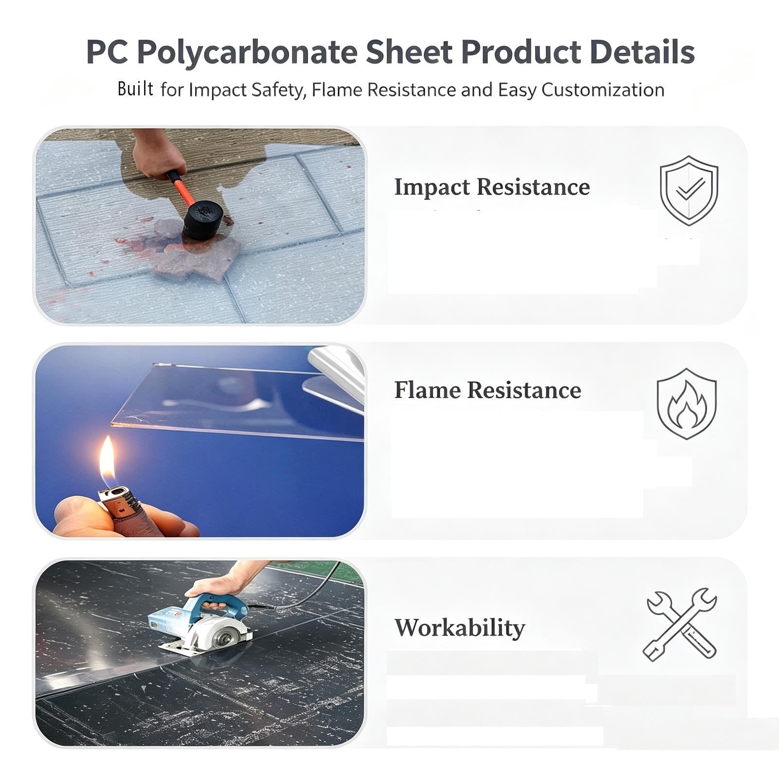 Panel de Policarbonato Techo 1mm Transparente Protección UV Sustituto del