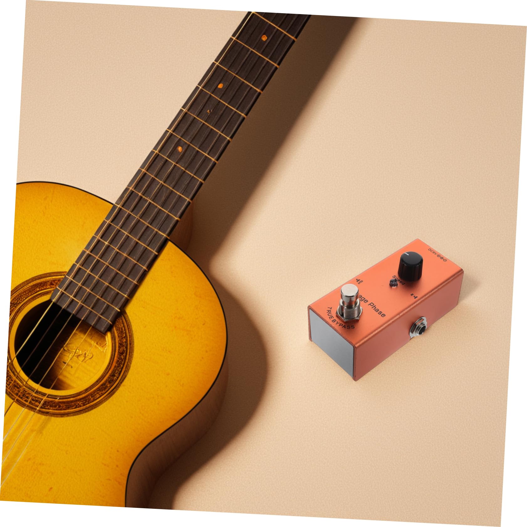 Pedale Effetto Phaser Vintage Mini per Chitarra Elettrica | Bypass True, Indicatore Chiaro, Struttura in Metallo Arancia, Uso su Chitarra Elettrica e Registrazione