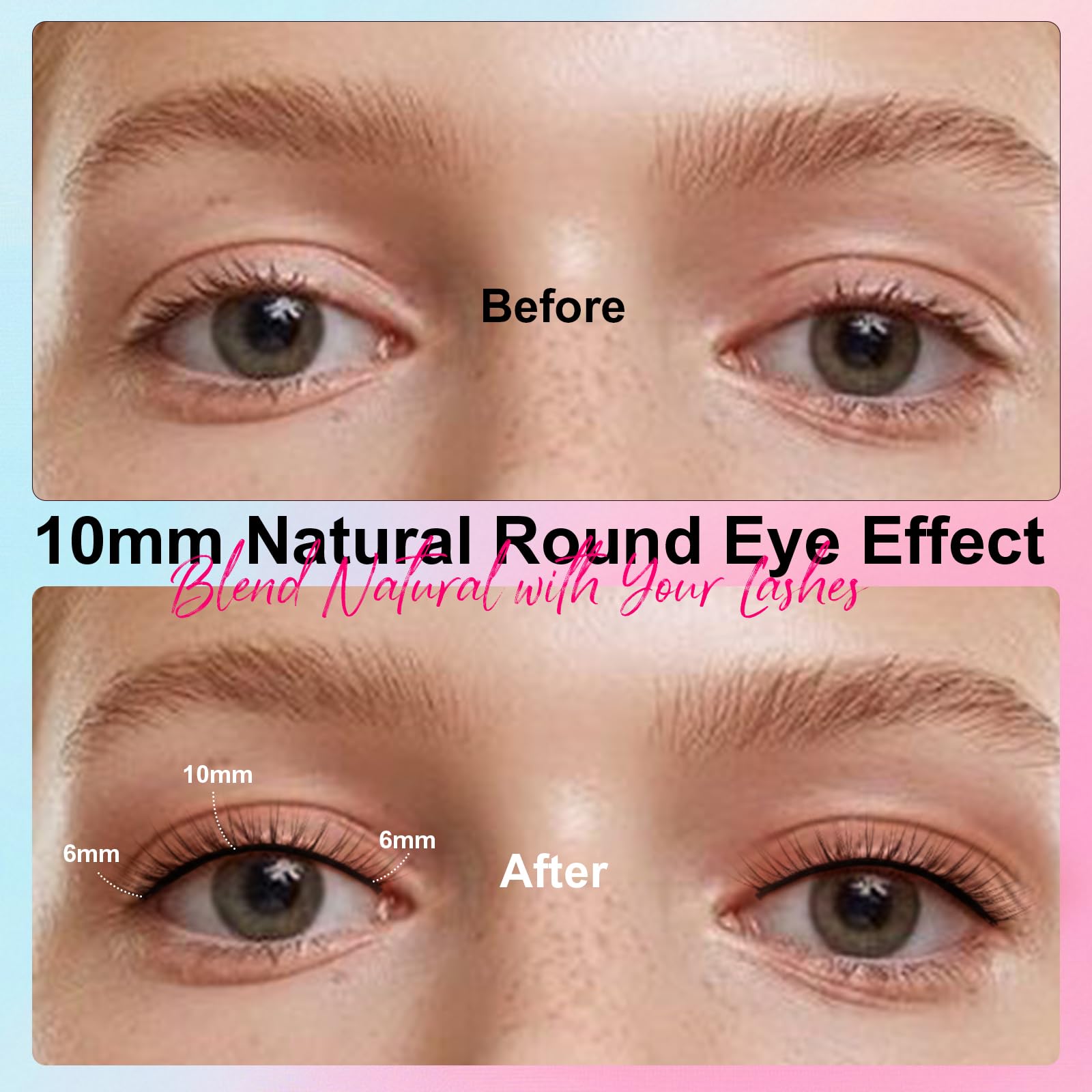 Self Adhesive Eyelashes No Glue Eyelashes False Lashes Glueless 10mm Natural Short Pre-glued Press on Lashes No Glue Needed Wispy Strip Lashes with Applicator by EMEDA(10mm L08 Black Adhesive)
