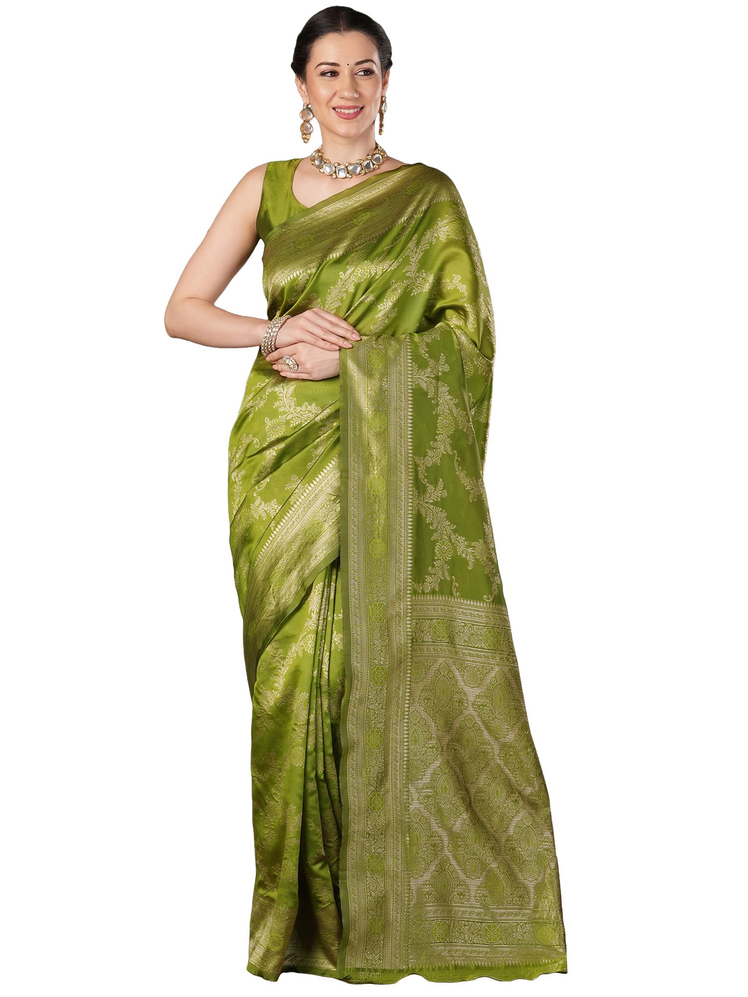akhilam Women's Kanjivaram Woven Soft Silk Saree With Blouse Piece-picture-20