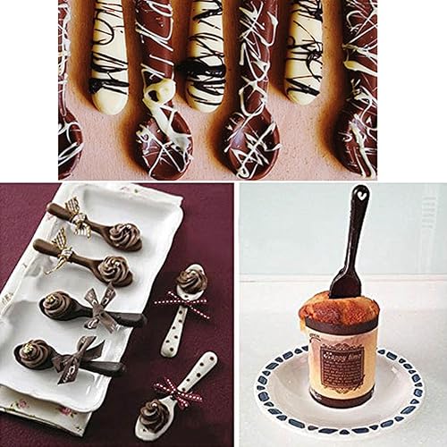 Miniatura 3 de Elome Molde de silicona para chocolate en forma de cuchara, 1 bandeja para cubitos de hielo para hornear, jabón, vela, fondant, decoración de pastel