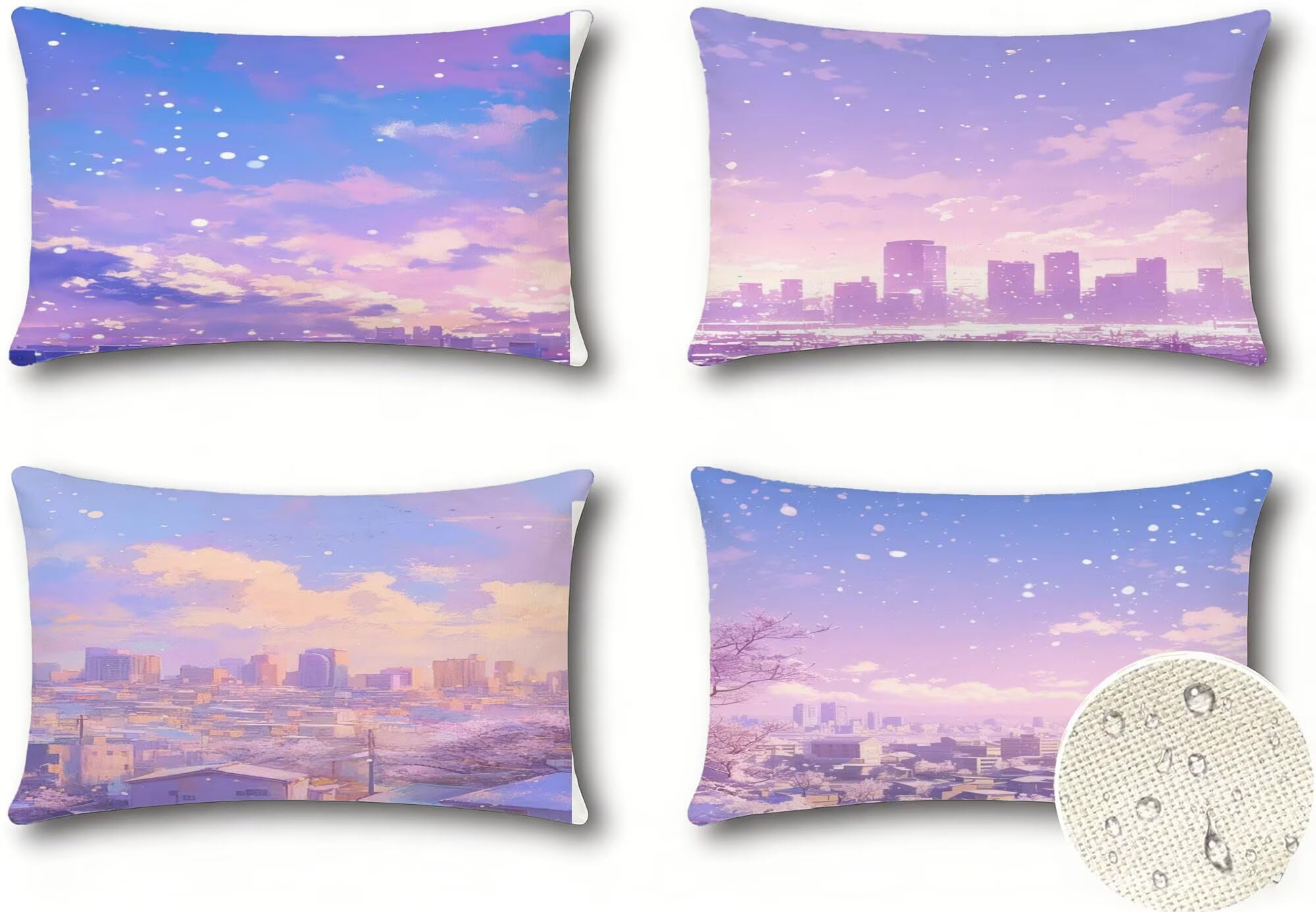 Generisch Outdoor Kissen Wetterfest 50x60cm Landschaft Dekokissen Kissenbezüge Modern Kissenhülle Sommer Sofakissen für Wohnzimmer Schlafzimmer Garten Dekorative 4er Set. R-5857