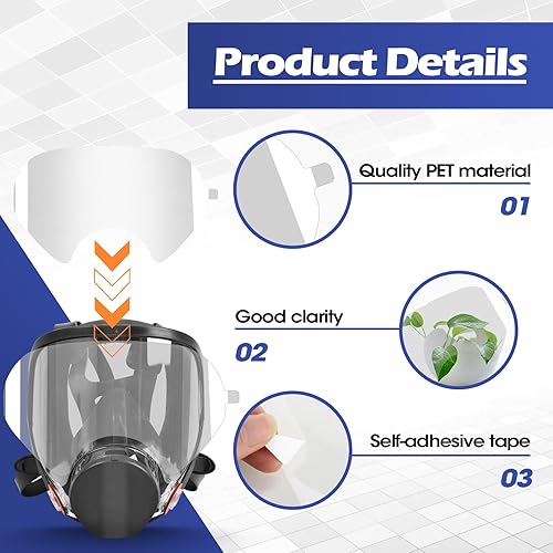 Miniatura 4 de 40 paquetes de cubiertas de lentes desprendibles compatibles con 3M 6885, 6000, 6700, 6800, 6900 Serie de mascarillas respiratorias, cubierta
