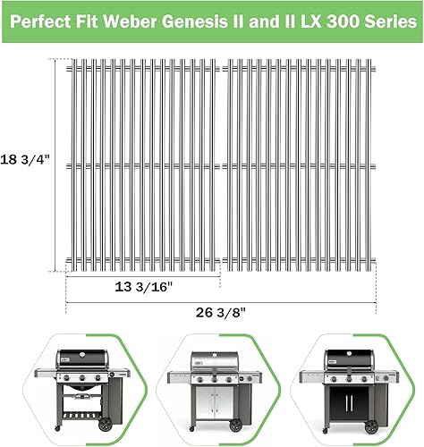 Miniatura 2 de Criditpid Rejillas de parrilla de 18.75 pulgadas para parrillas de gas Weber Genesis II 300 y Genesis II LX serie 300, Genesis II E310, E315, E335,
