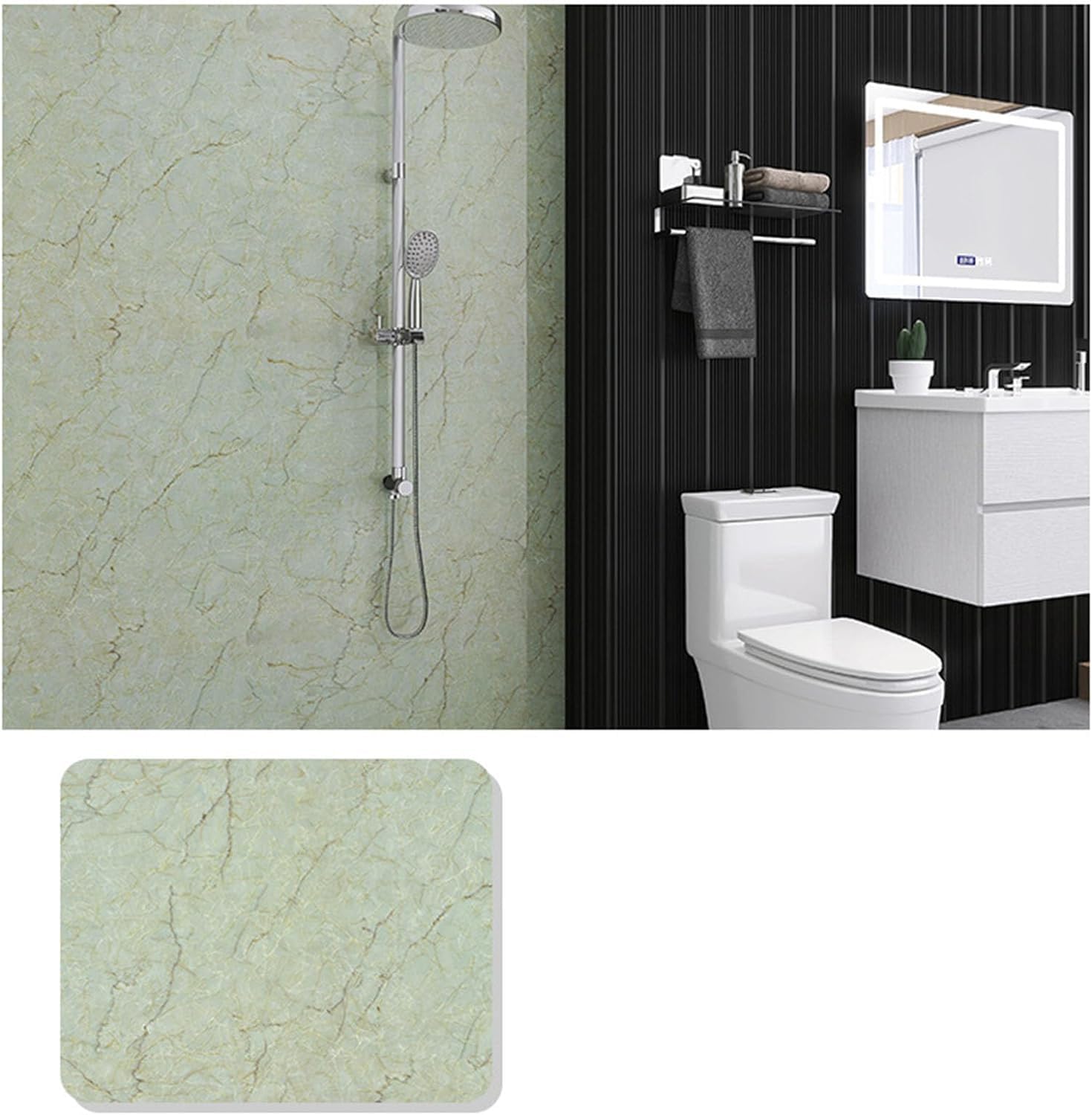 Marble Contact Paper for Countertops Waterproof Wallpaper Peel and Stick Countertops for Kitchen Wallpaper Removable Adhesive Marble Paper for Table Desk Cabinet (Vintage Green)