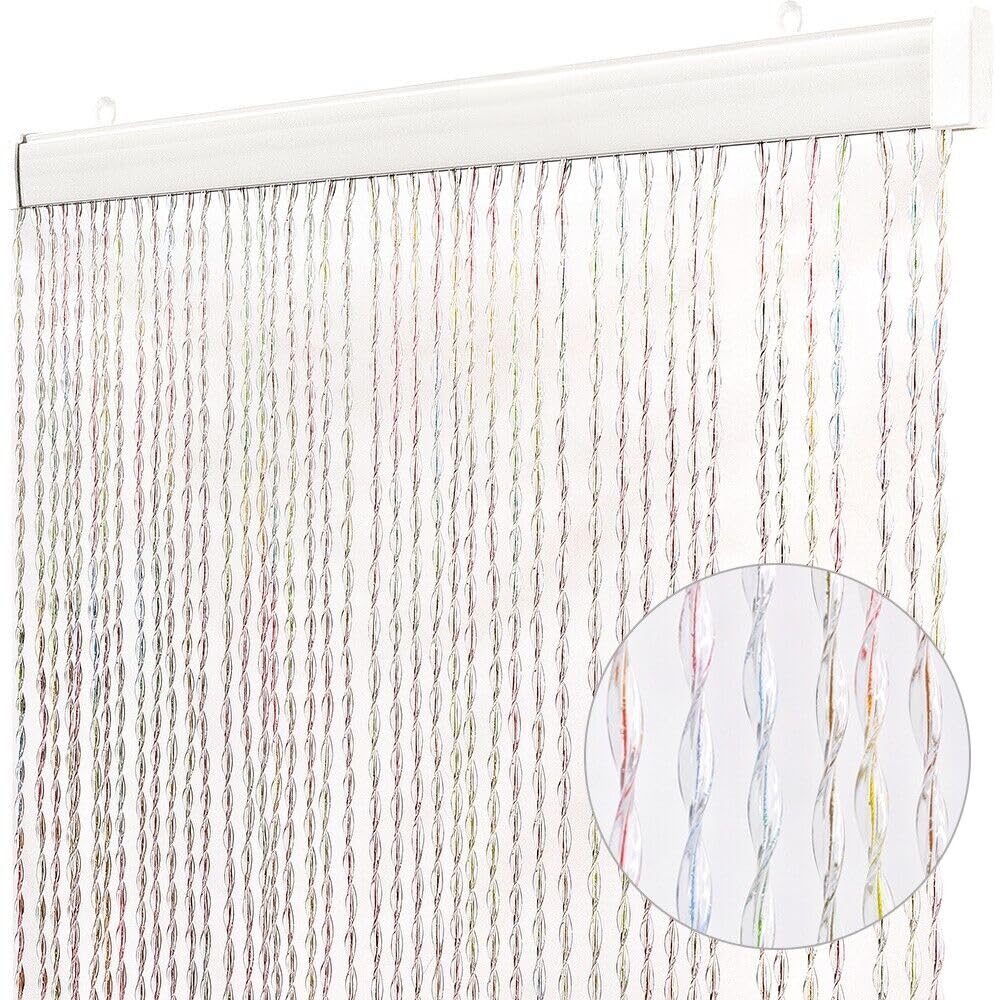 emmevi Tenda Antimosche Filo Intrecciato Gomma PVC Moschiera Finestra Porta Ingresso 100x220 Cm Multicolore