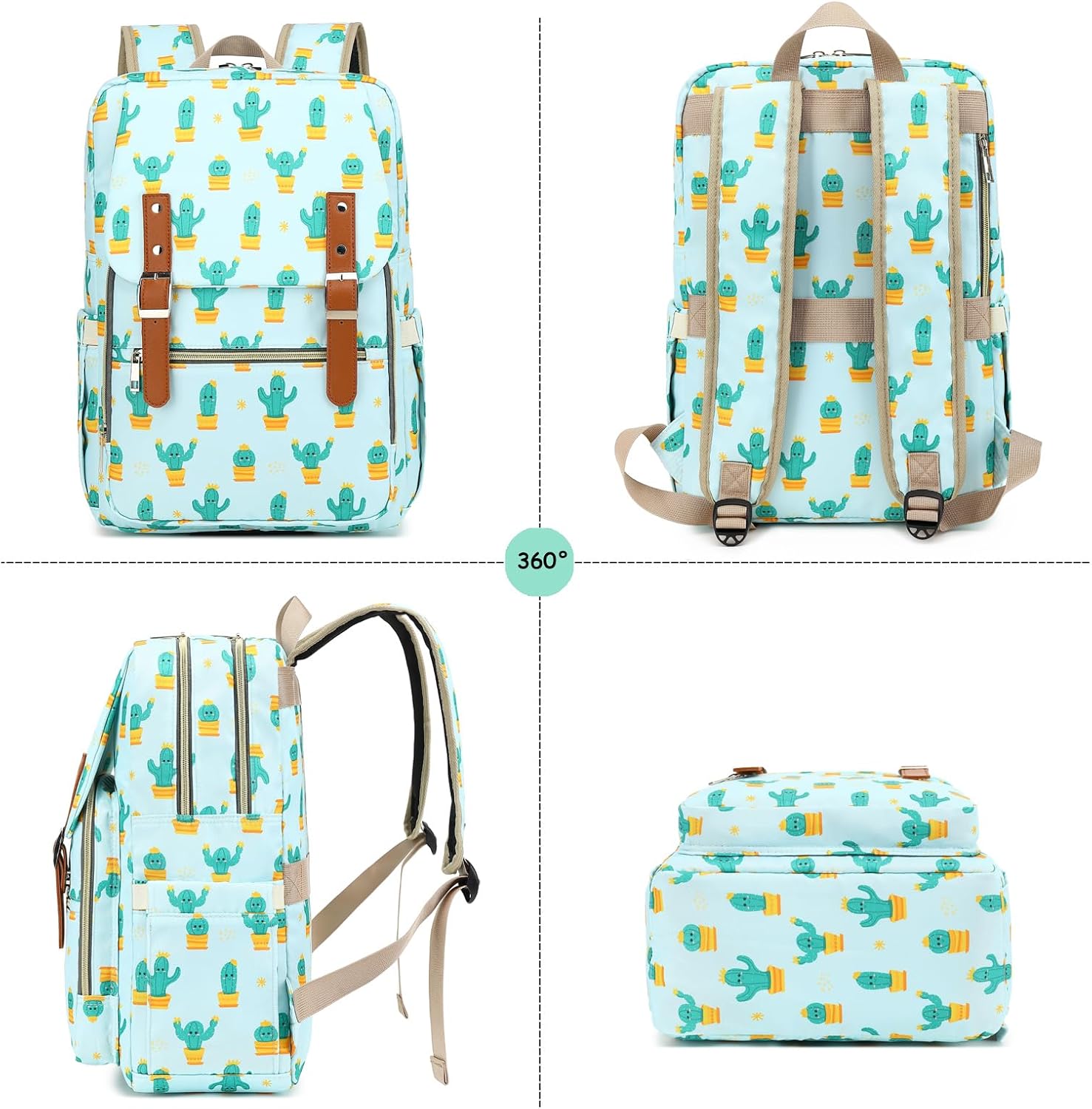 Fuyicat Cactus Laptop Backpack for Women Men Travel Business Work, Girls Boys School Backpack College Bookbag Fit 15.6 Inch Notebook - Image 5