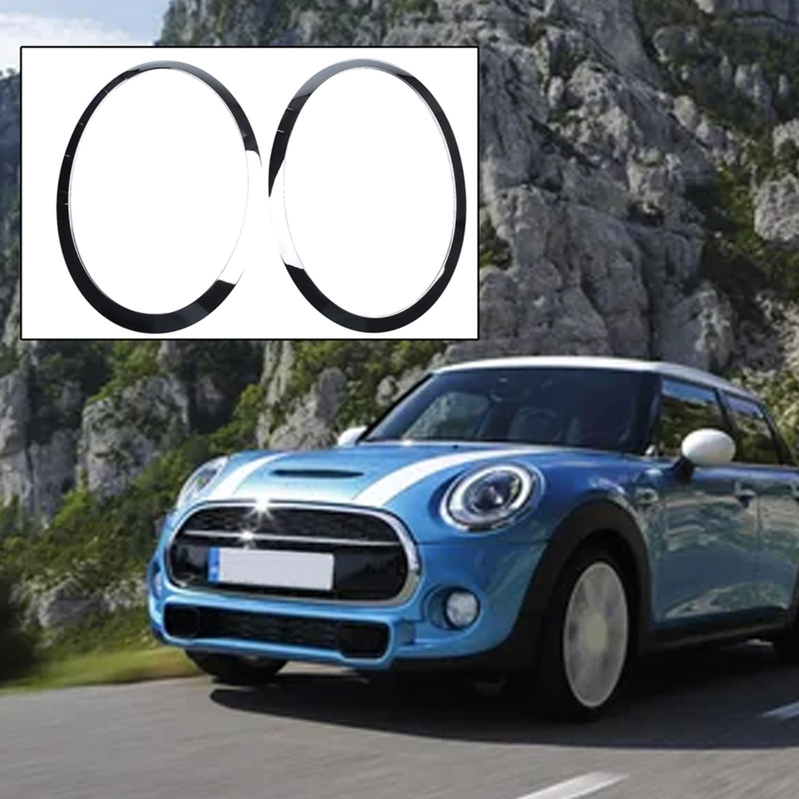 Set di coperture per fari esterni in ABS argento per MINI Cooper F55 F56 F57 2014-2024